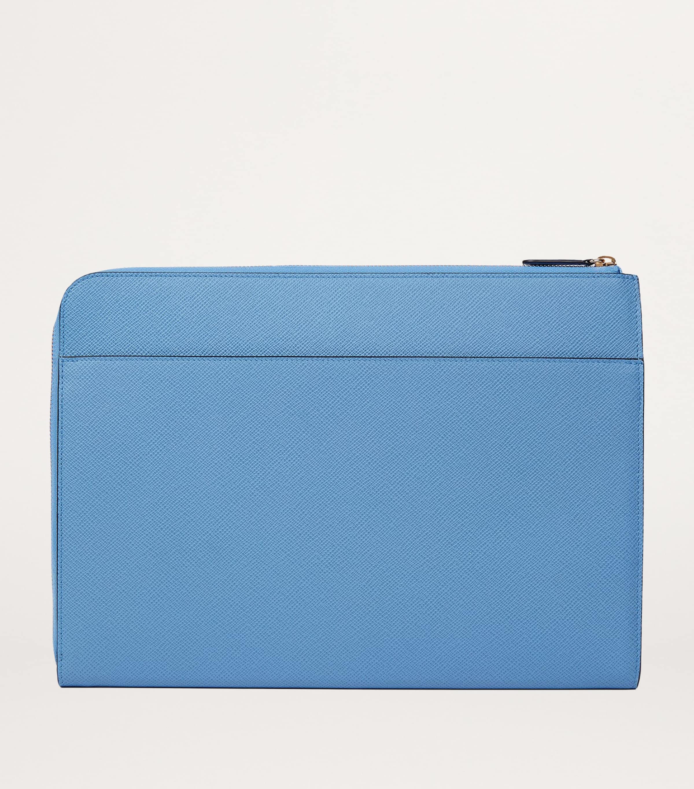 Smythson Small Panama Leather Laptop Case Nile Blue Image 2