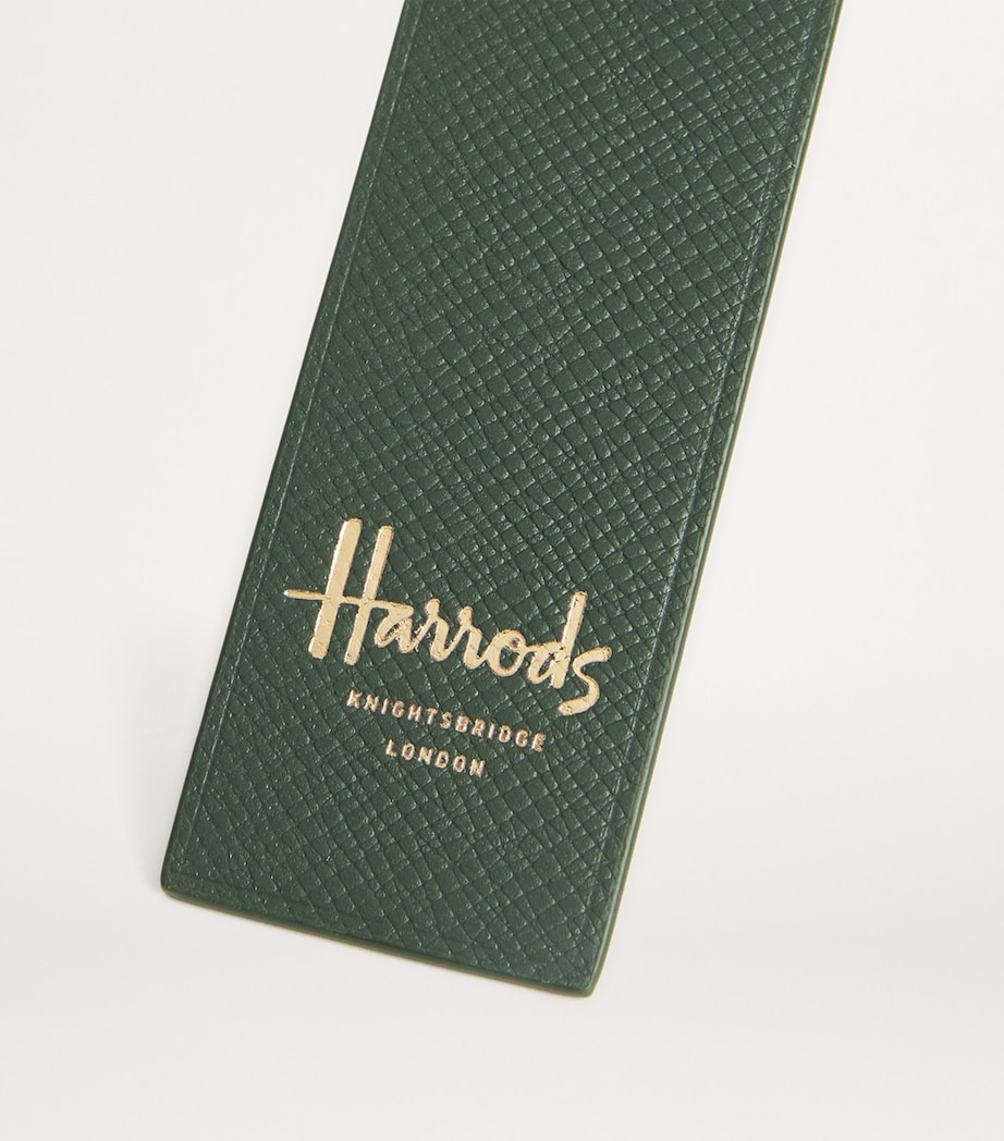 Leather Embossed-Logo Bookmark HARRODS GREEN Image 3