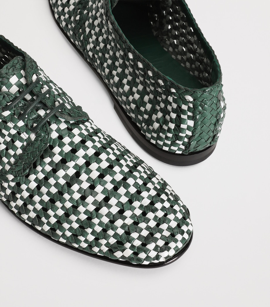 Goatskin Woven Derby Shoes 8B918-WHITE/GREEN Image 3