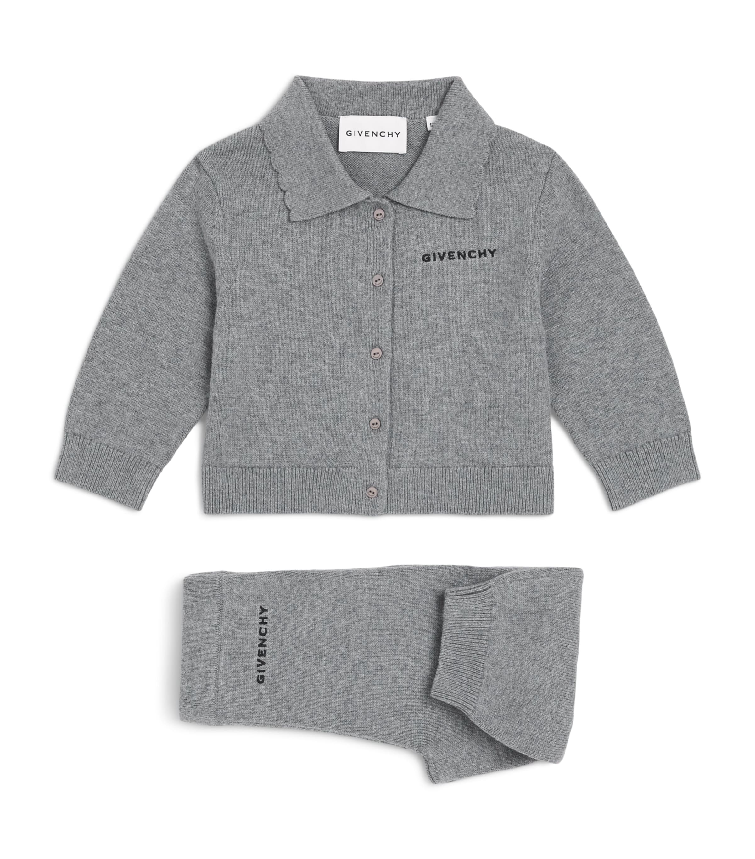 Givenchy Kids Cotton-Cashmere Logo Cardigan and Leggings Set (12-36 Months) Marl Image 1