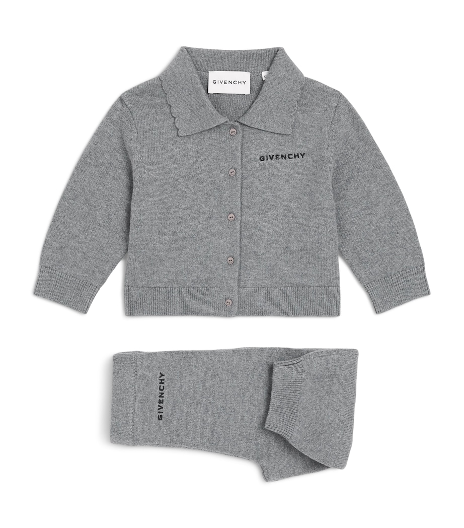 Givenchy Kids Cotton-Cashmere Logo Cardigan and Leggings Set (12-36 Months) Marl Image 1