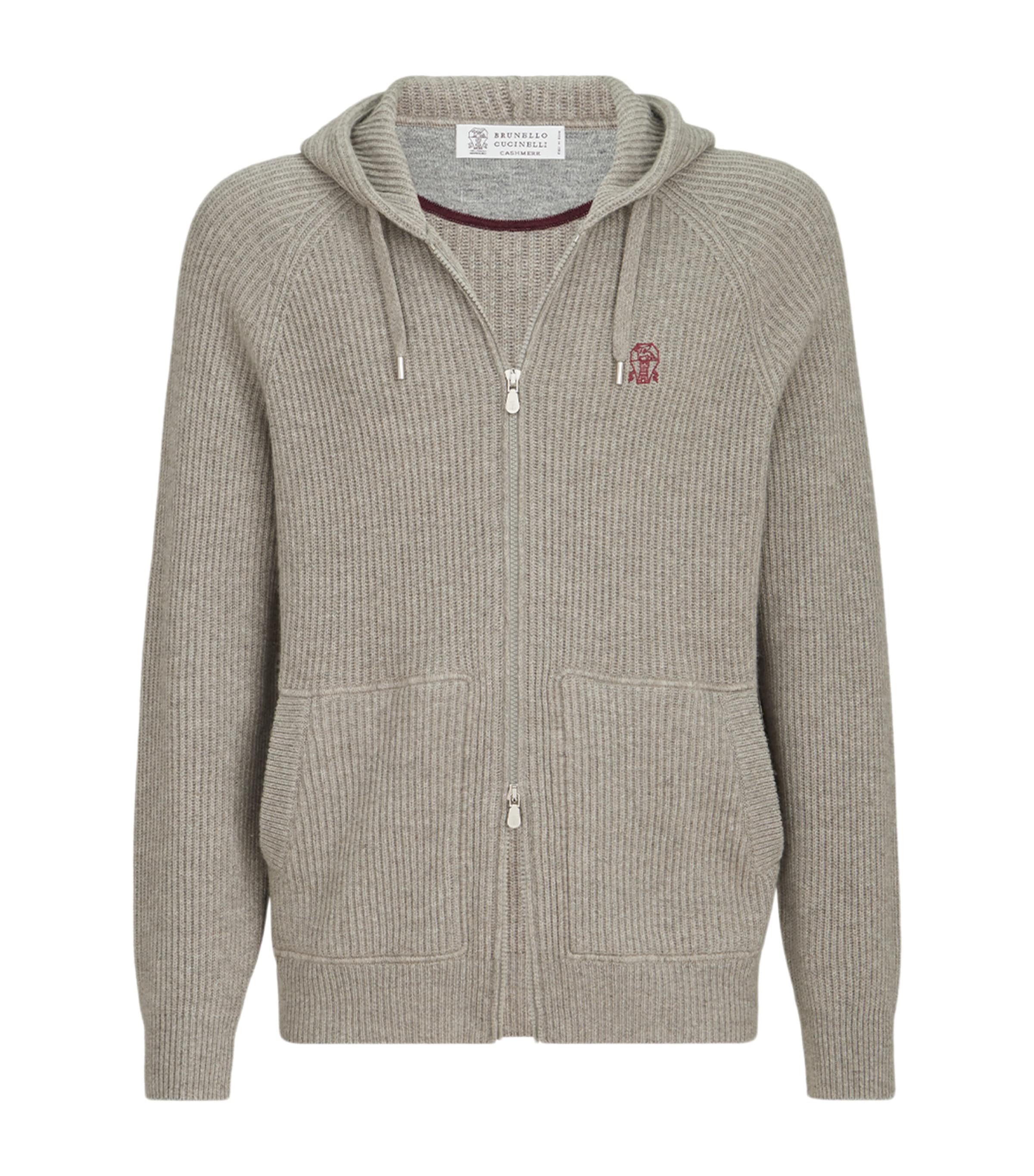 Brunello Cucinelli Mens Cashmere Rib-Knit Zip-Up Cardigan Image 1