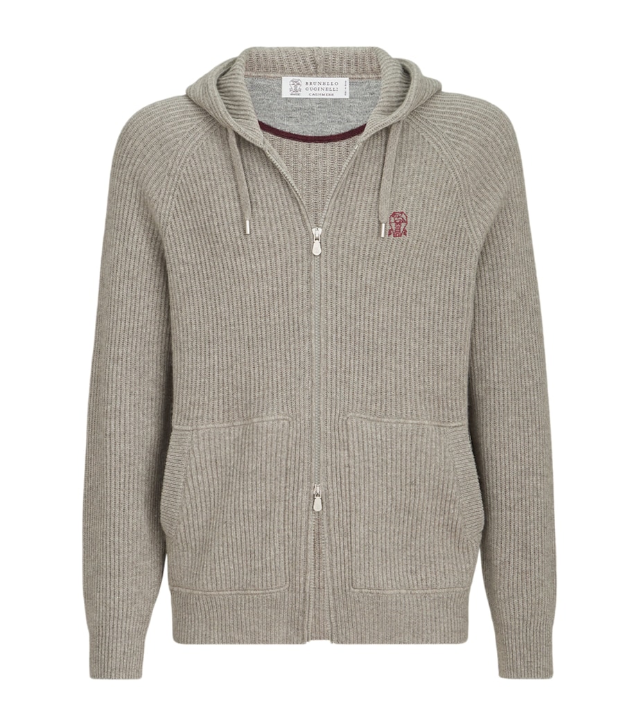 Brunello Cucinelli Mens Cashmere Rib-Knit Zip-Up Cardigan Image 1
