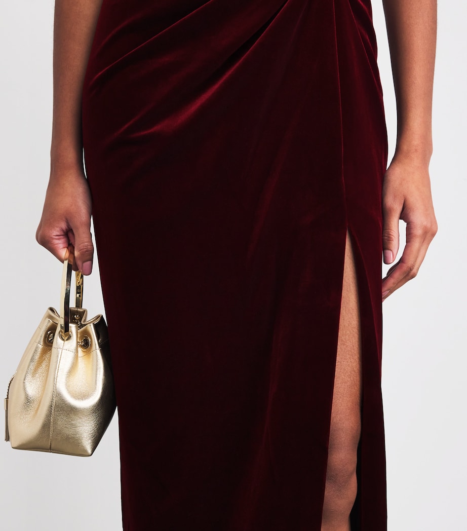 Velvet Strapless Maxi Dress BURGUNDY Image 4