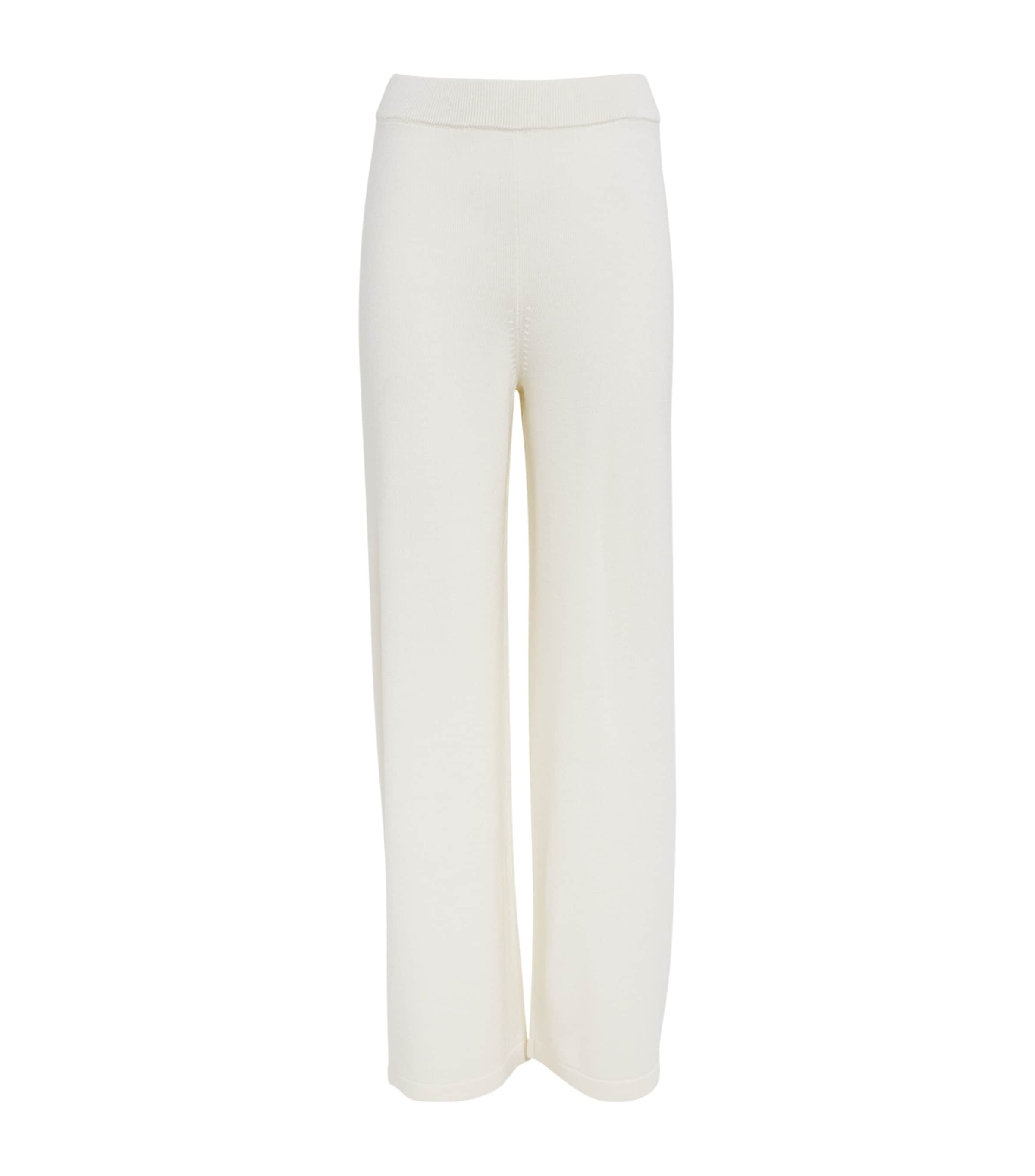 Max Mara Wool Knitted Wide-leg Trousers In White