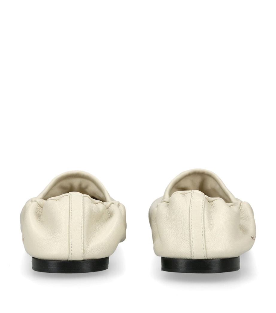 Leather Scrunched Ballet Flats BONE Image 2