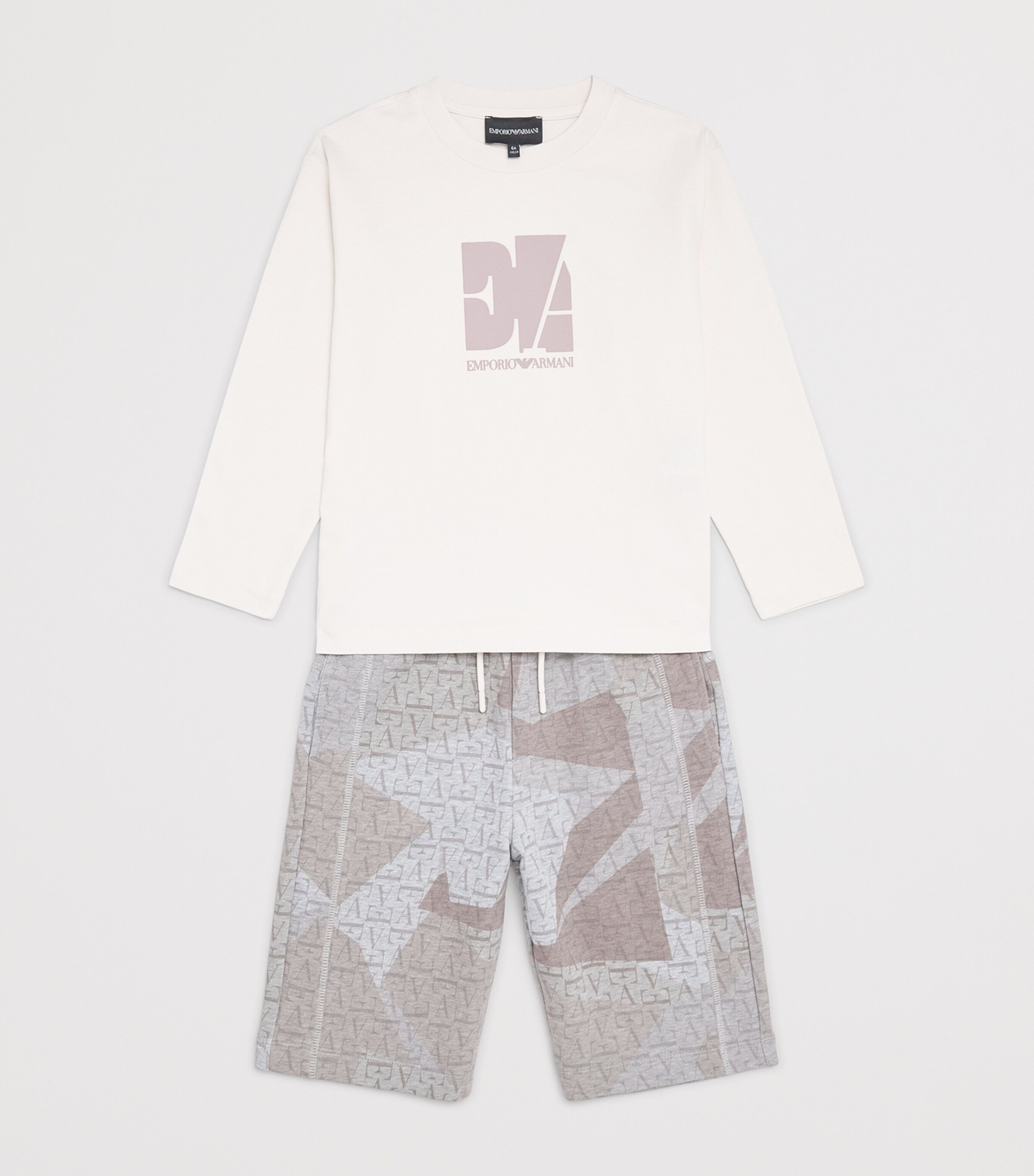 Emporio Armani Kids Logo Print Sweatshorts (4-16 Years) Gray Mel/camo Ecru Image 3