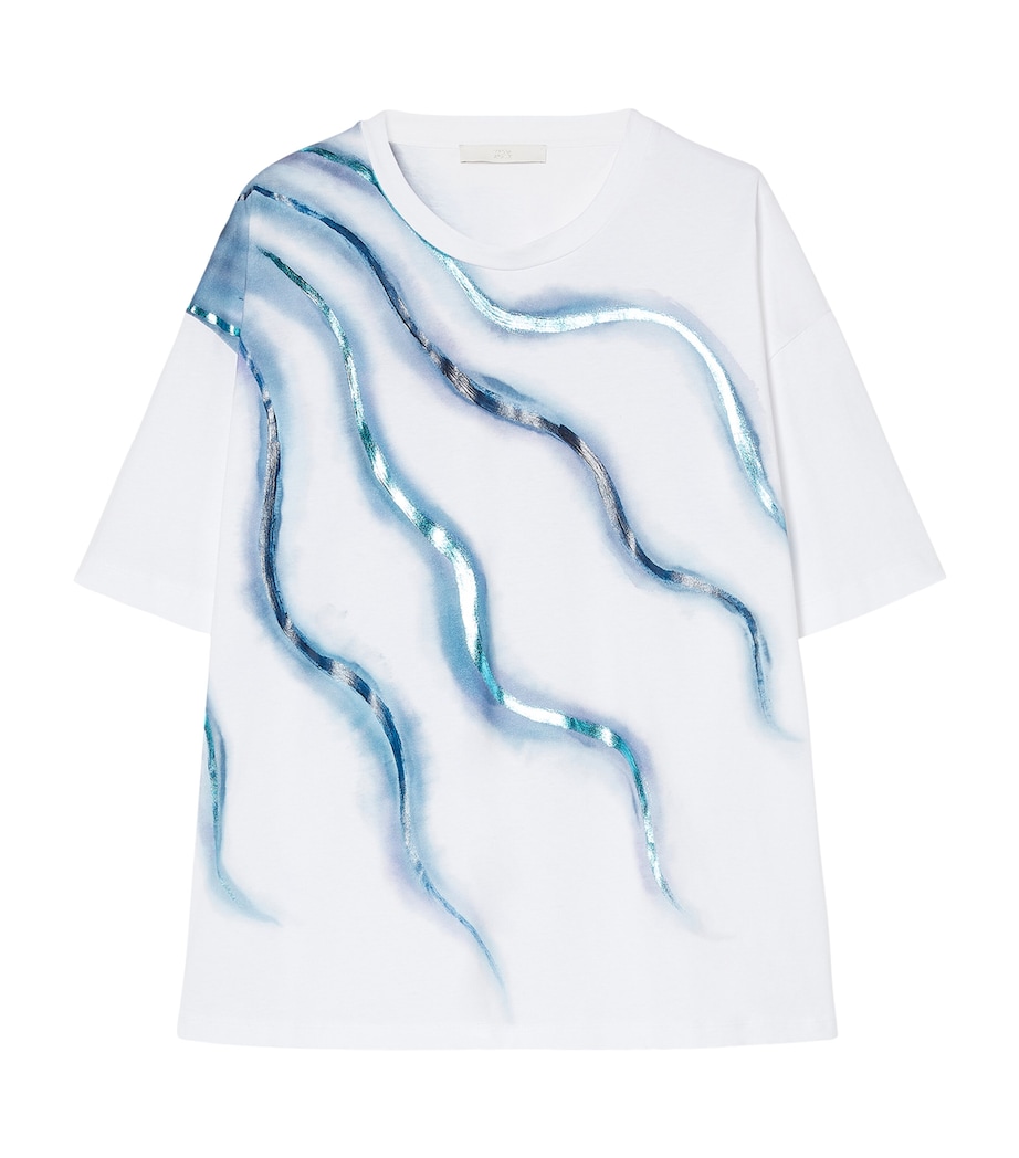 Marina Rinaldi Womens Cotton Printed T-Shirt Optical White Image 1