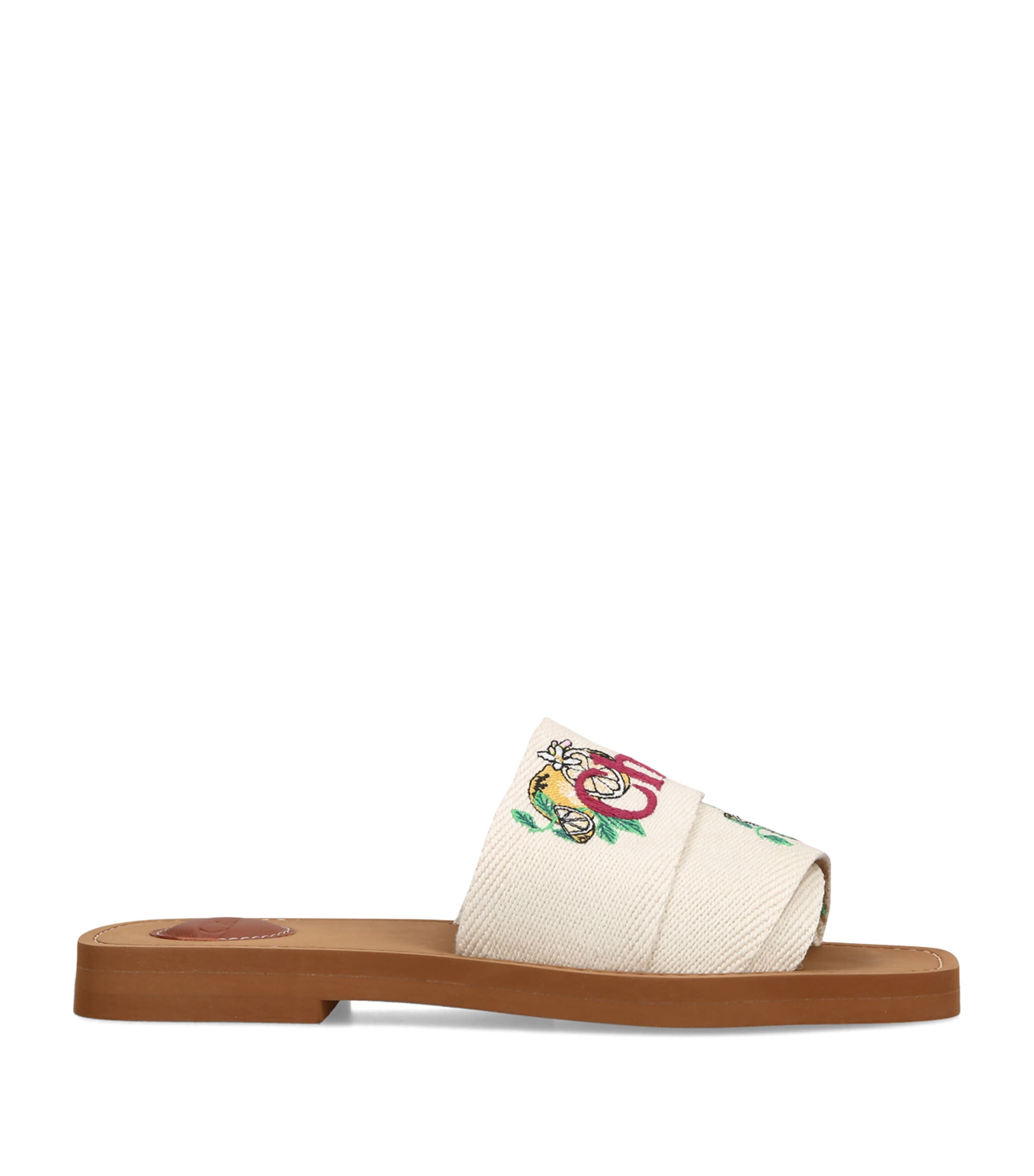 Chloé Canvas Jacquard Woody Sandals Yellow Image 1