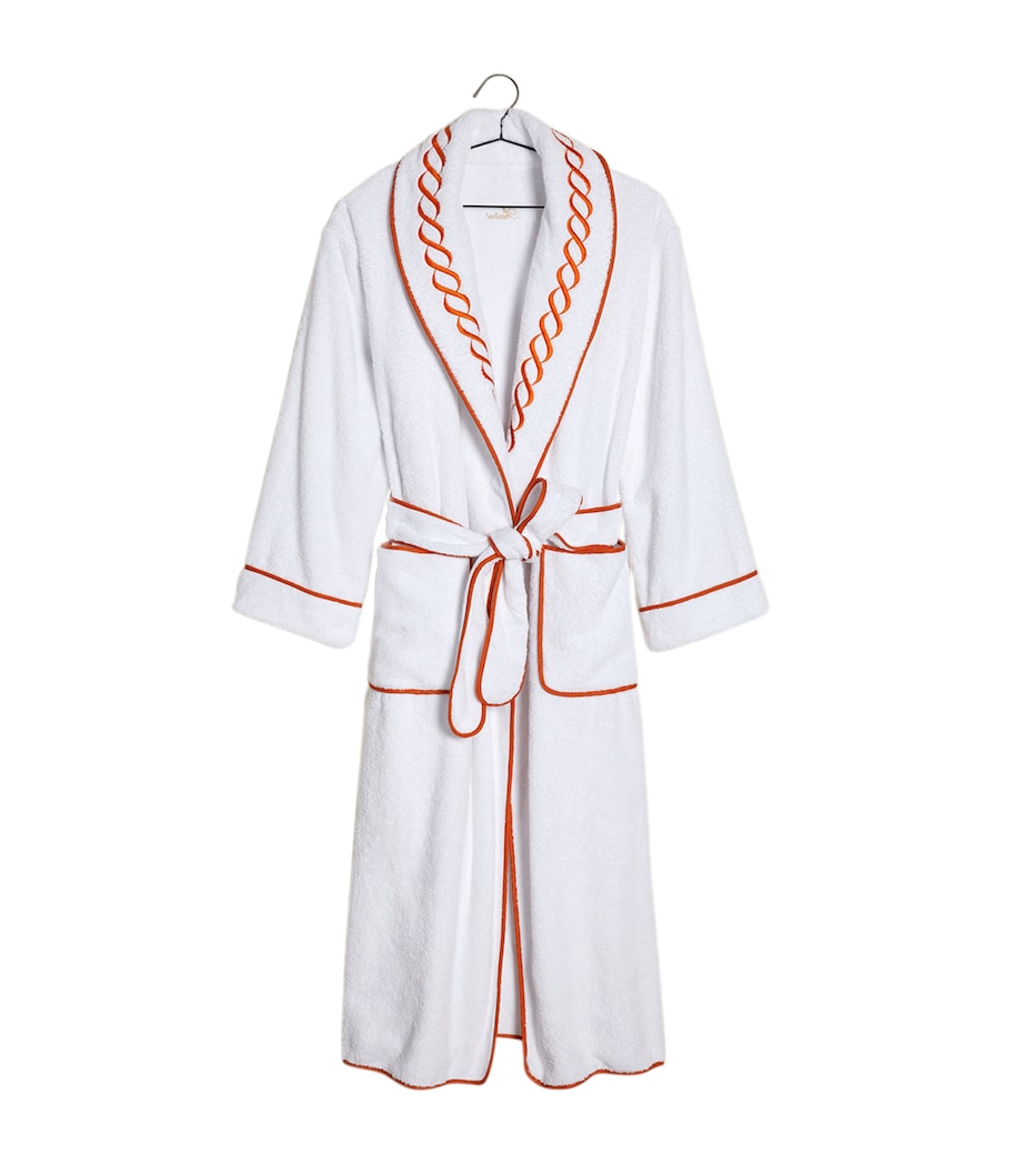 Cotton Treccia Bathrobe (Extra Large) WHITE/ORANGE Image 3