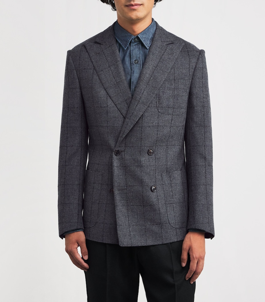 Virgin Wool-Cashmere Check Blazer 014 GREY Image 3