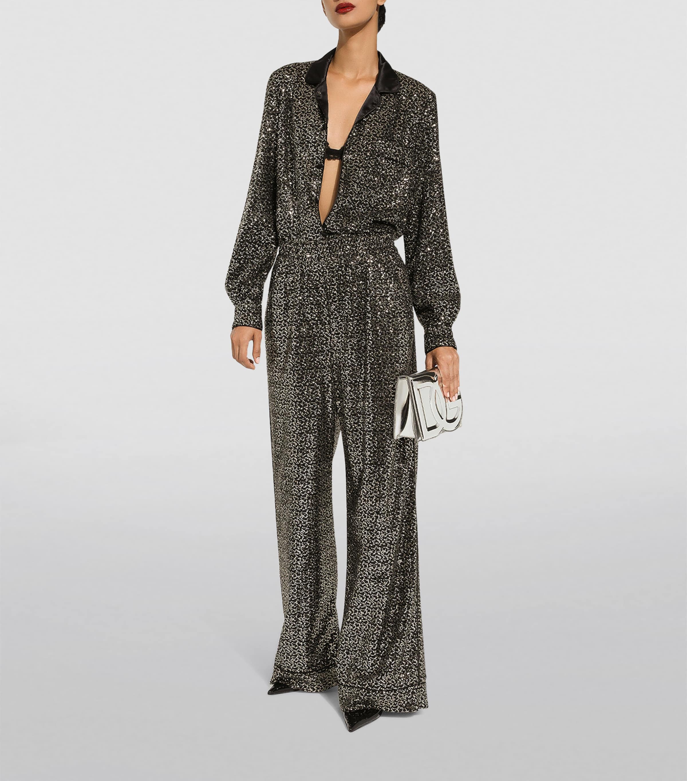 Sequinned Wide-Leg Trousers S8450-BICOLOUR Image 5