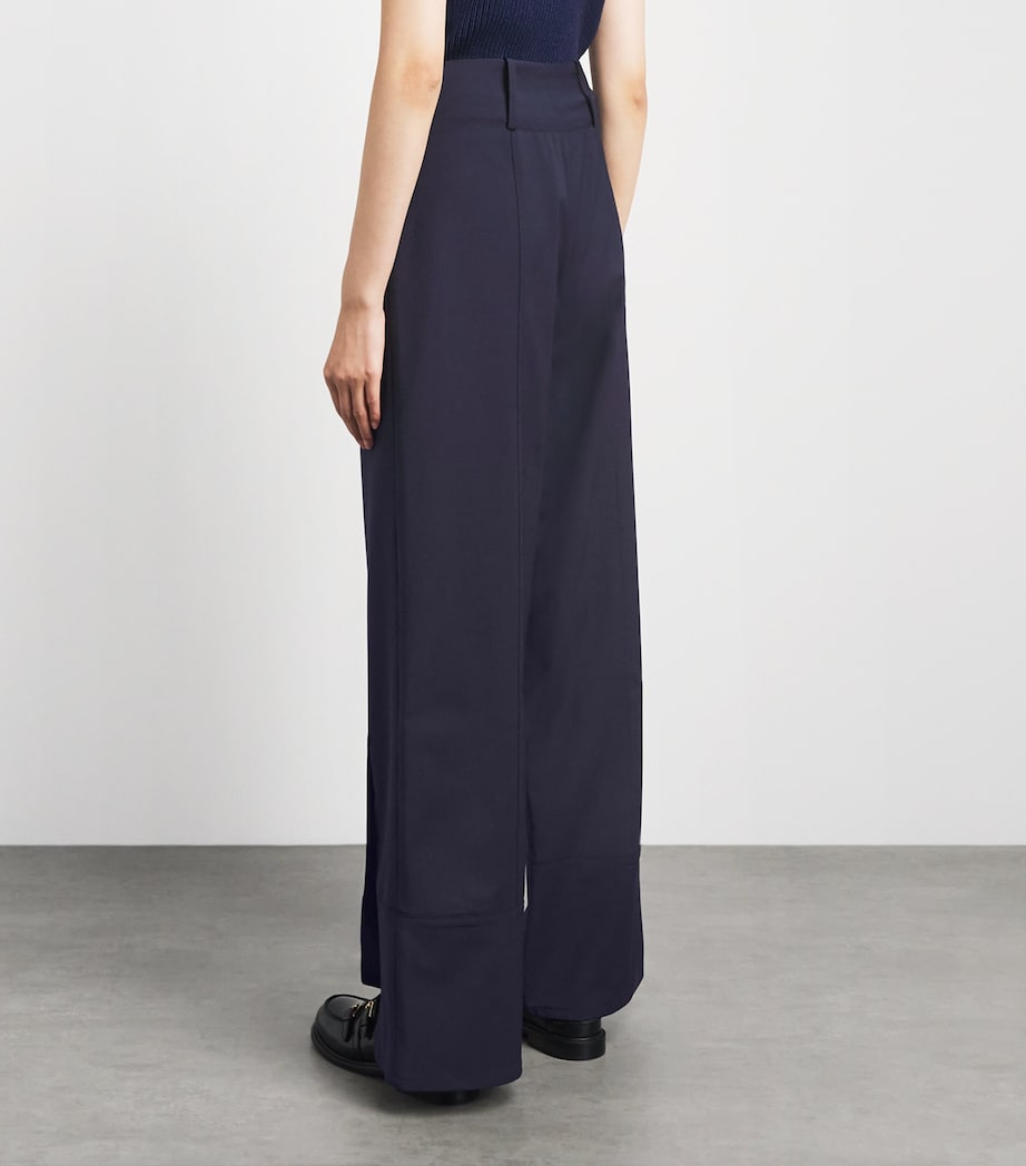 Claudie Pierlot Womens Wool-Blend Straight Trousers Navy Image 5