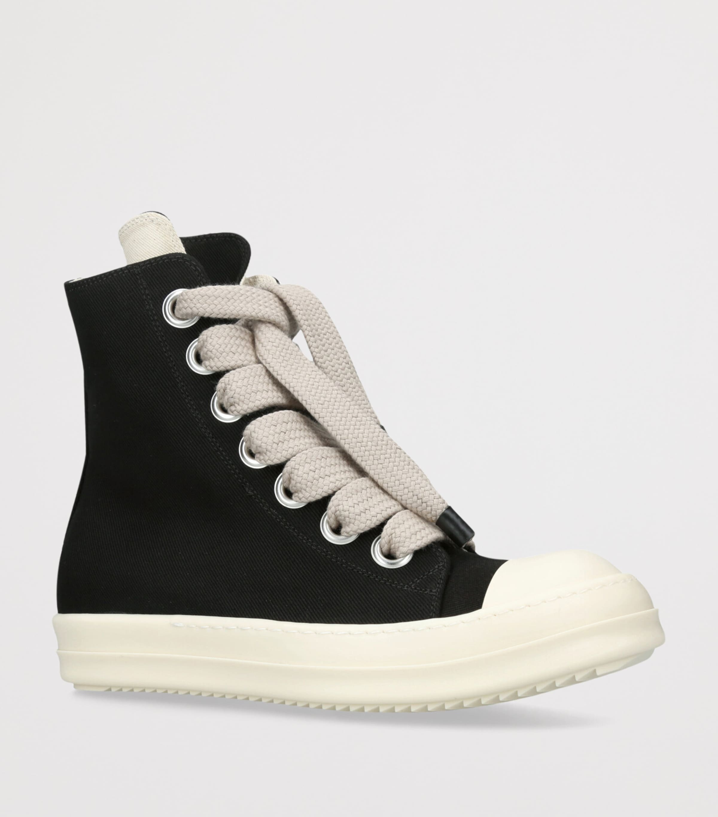 Rick Owens DRKSHDW Canvas Jumbo-Lace High-Top Sneakers Black Image 3