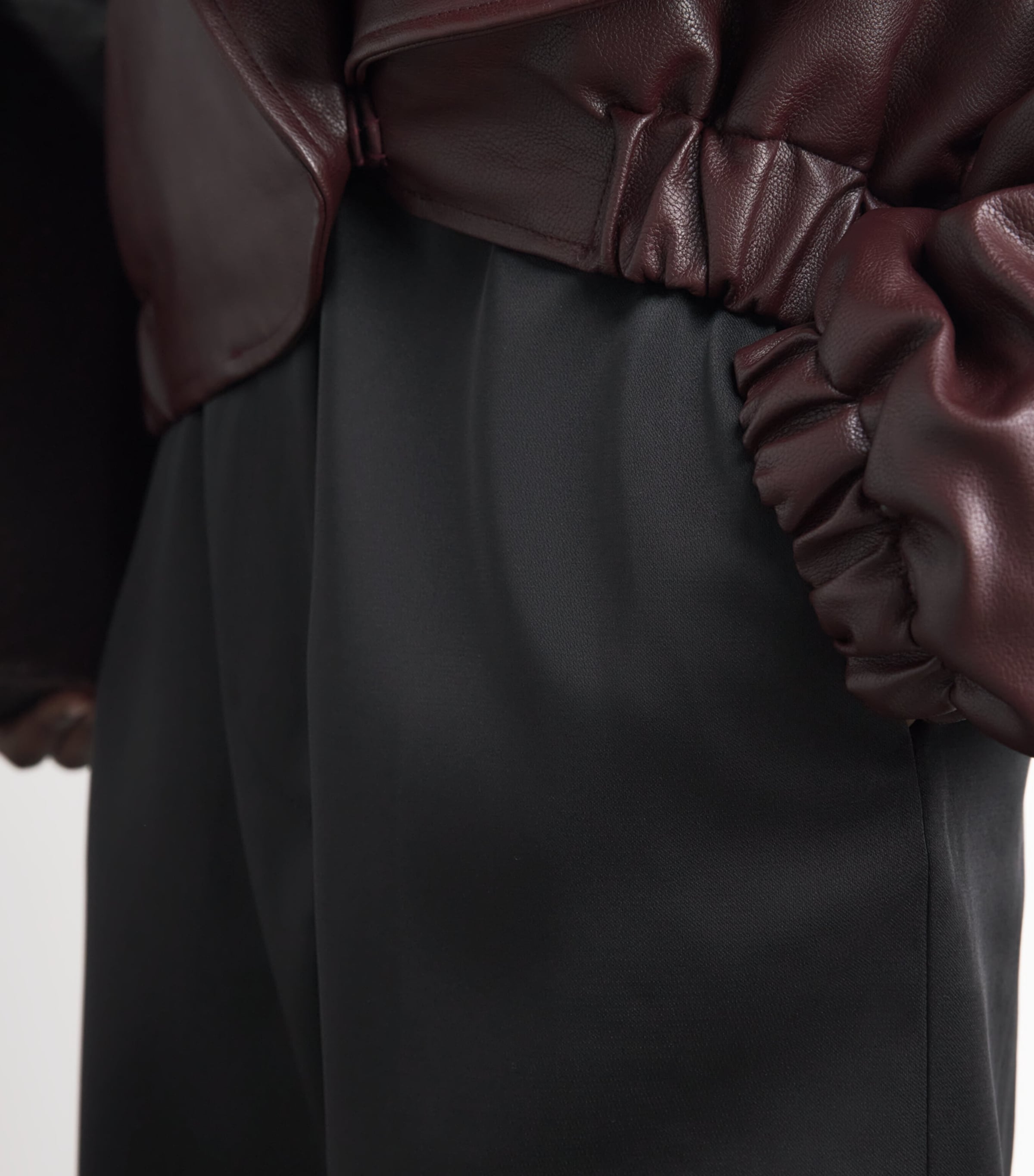 Source Unknown Womens Satin Wide-Leg Tuxedo Trousers Black Image 3