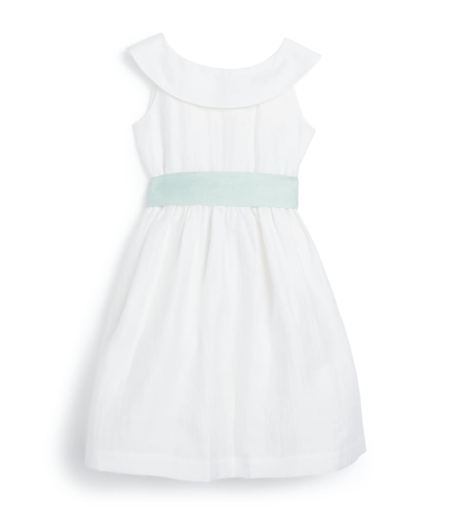 Linen-Blend Bow-Belt Dress (4-12 Years) 1053 MILK/SAGE Image 1