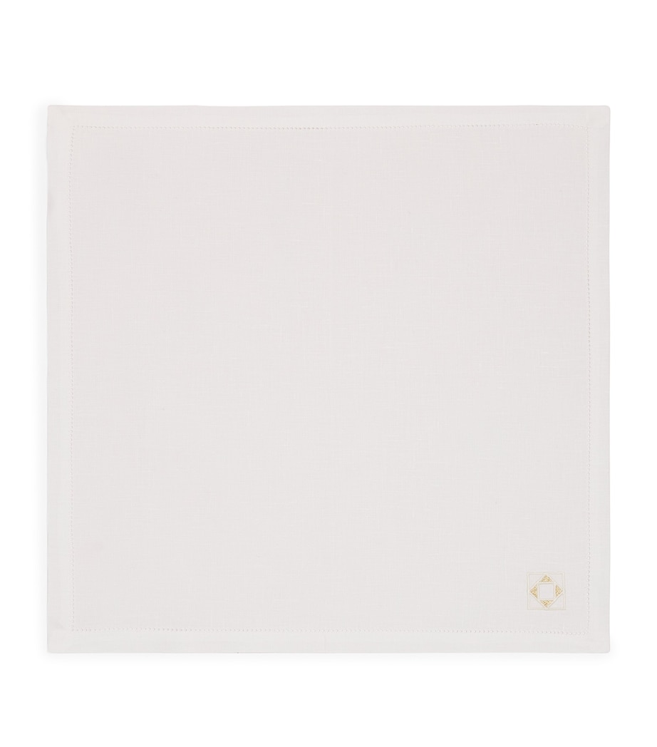 Linen Embroidered Liri Napkin (45cm x 45cm) WHITE/GOLD Image 1