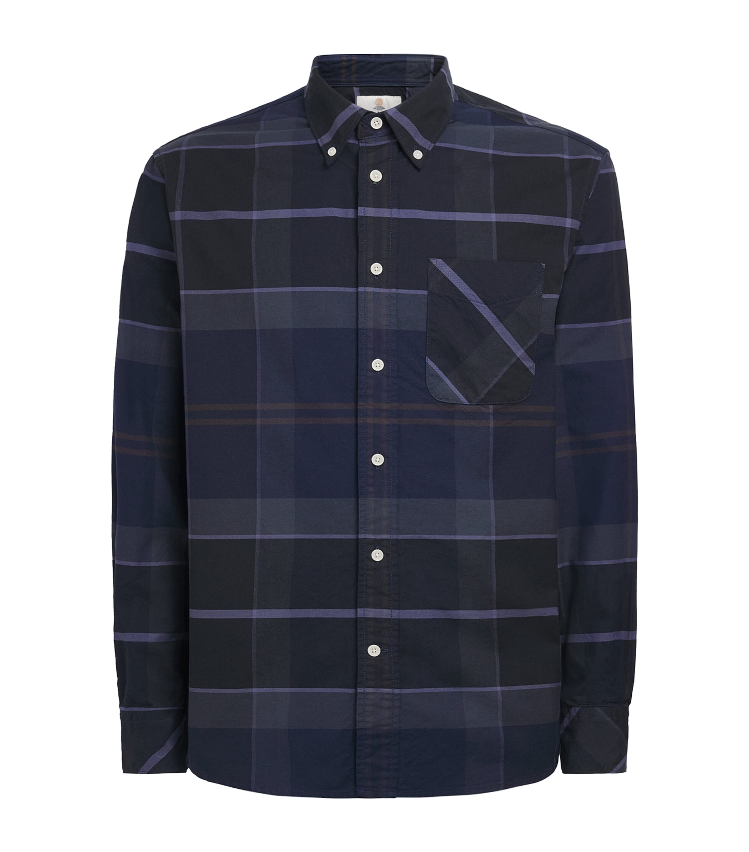 Barbour Mens Cotton Mineral Tartan Dunoon Shirt Midnight Loch Image 1