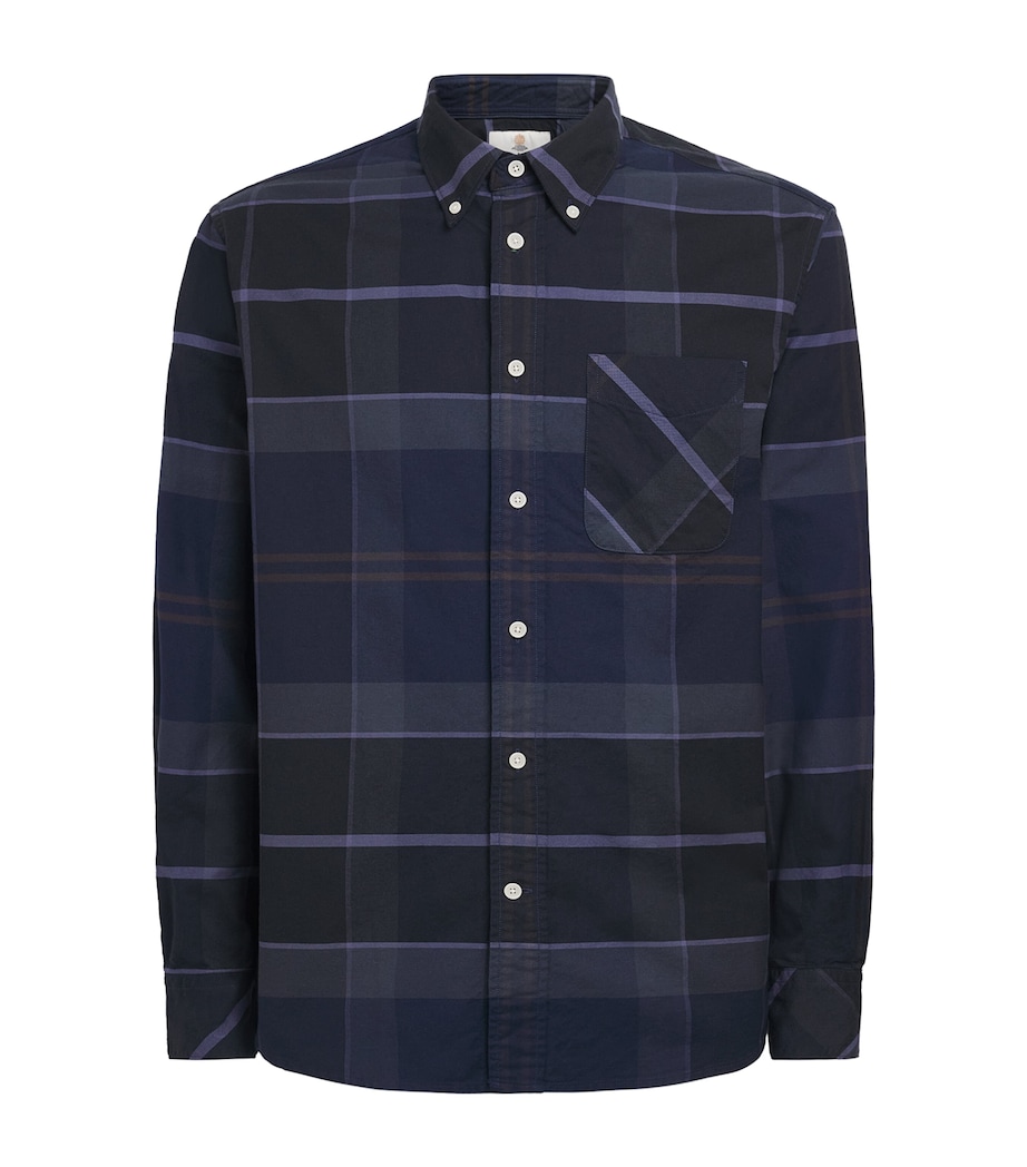 Barbour Mens Cotton Mineral Tartan Dunoon Shirt Midnight Loch Image 1