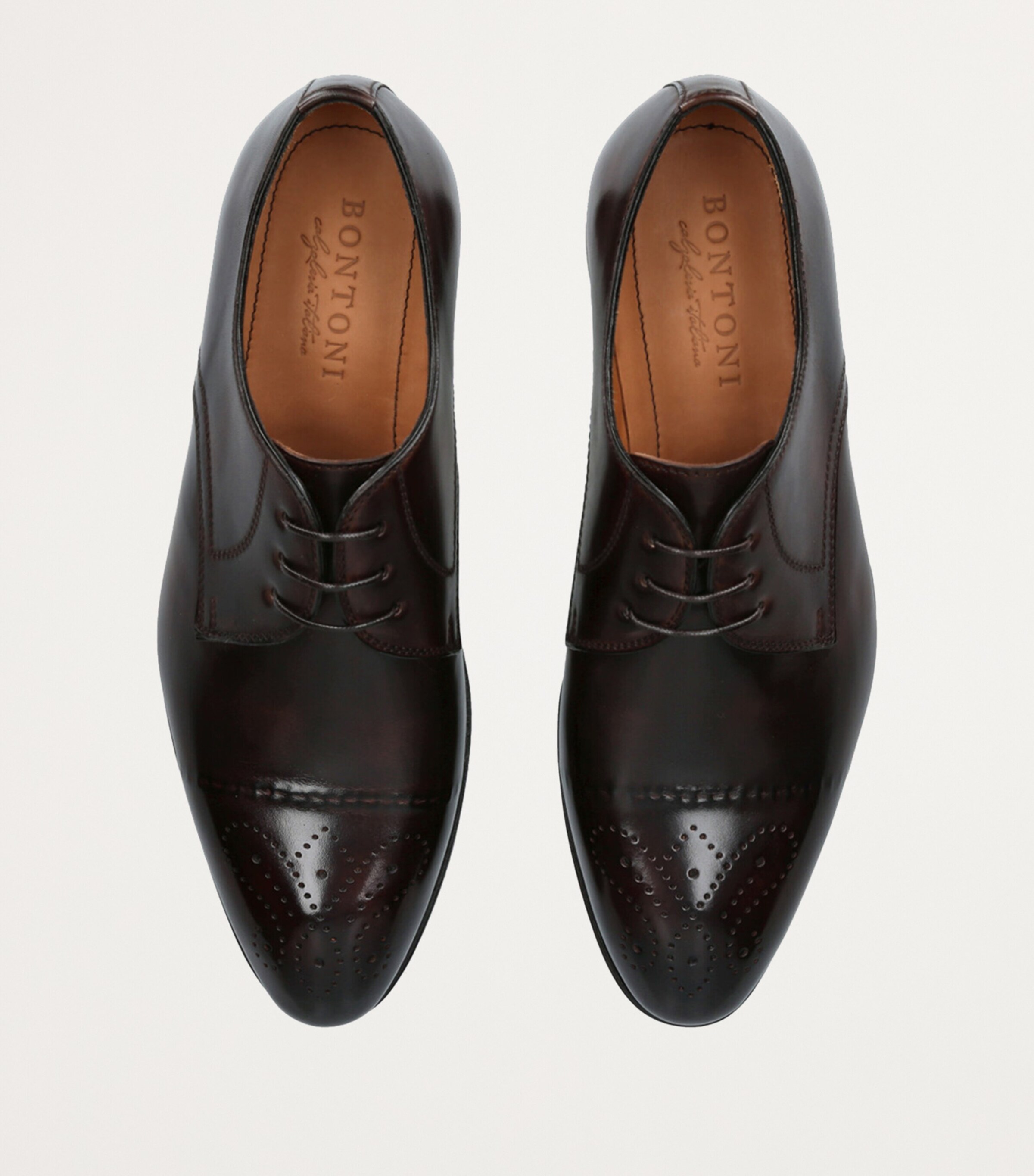 Bontoni Leather Umberto Derby Shoes Dark Brown Image 4