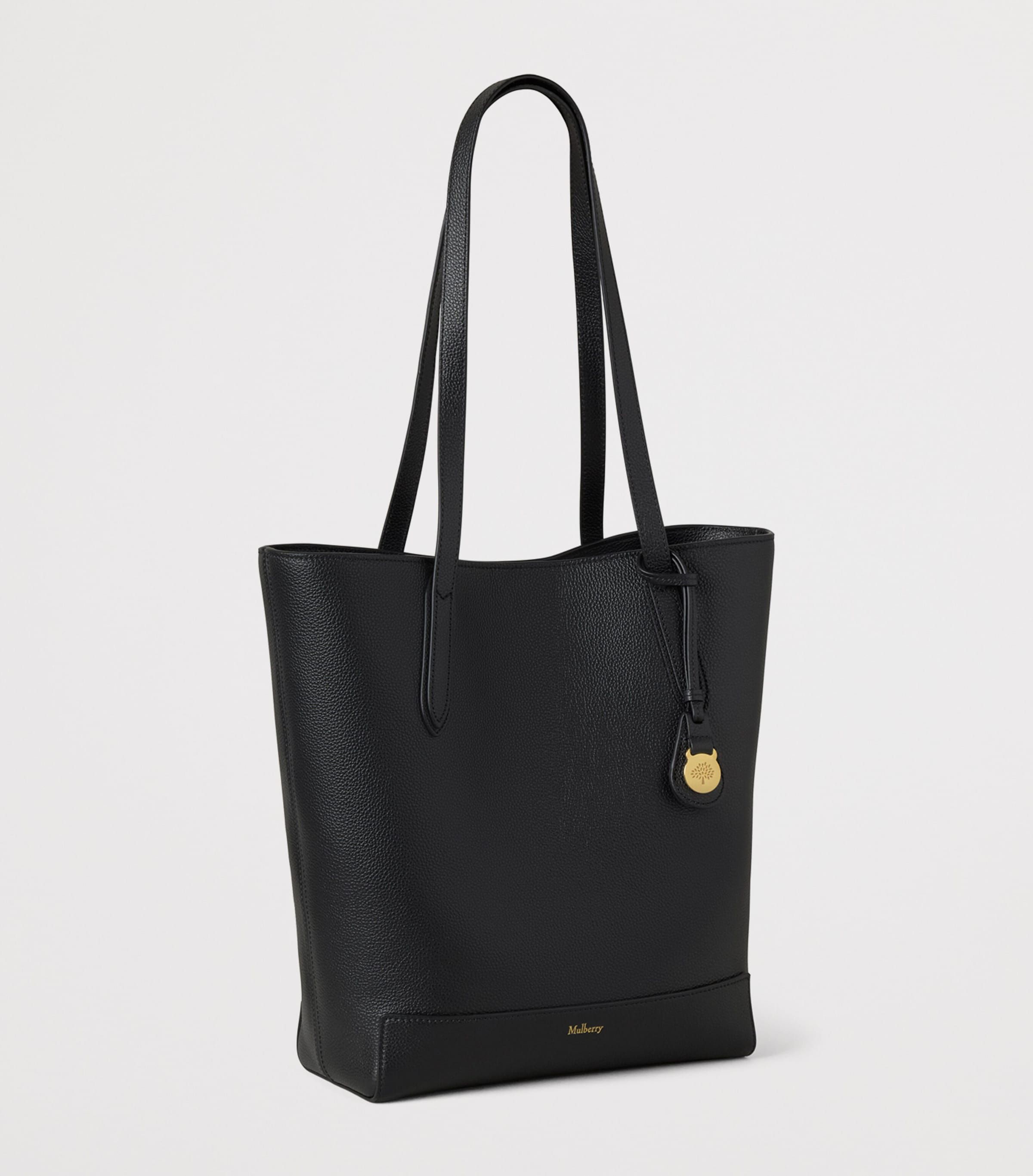 Leather North South Tote Bag BLACK Image 2