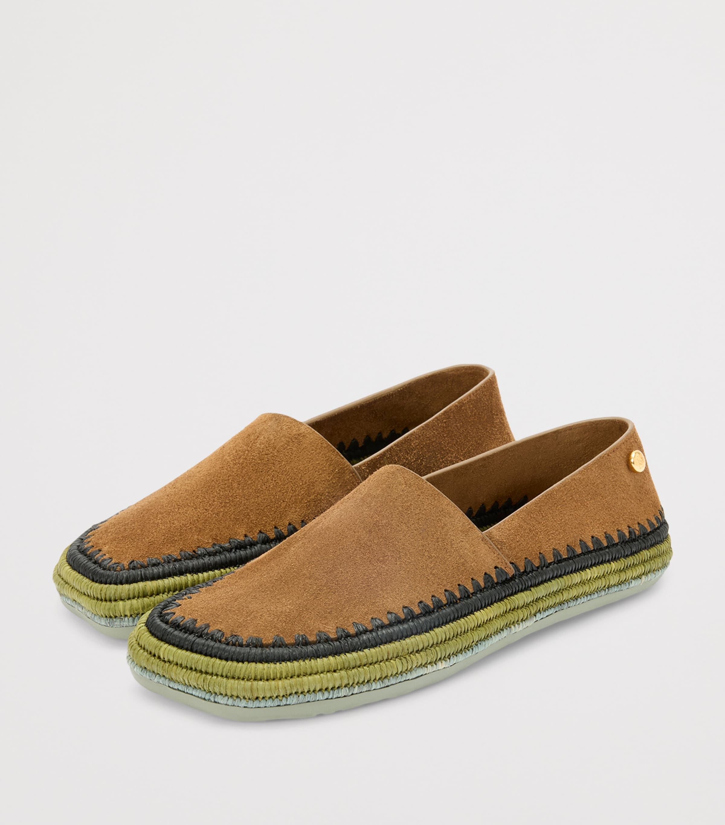 LOEWE x Paula's Ibiza Suede Raffia-Trim Rio Slippers