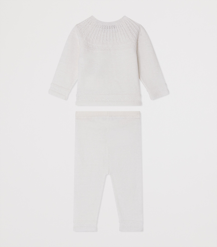 Wool-Cotton Jina Top and Trousers Set (1-18 Months) BLANC Image 2