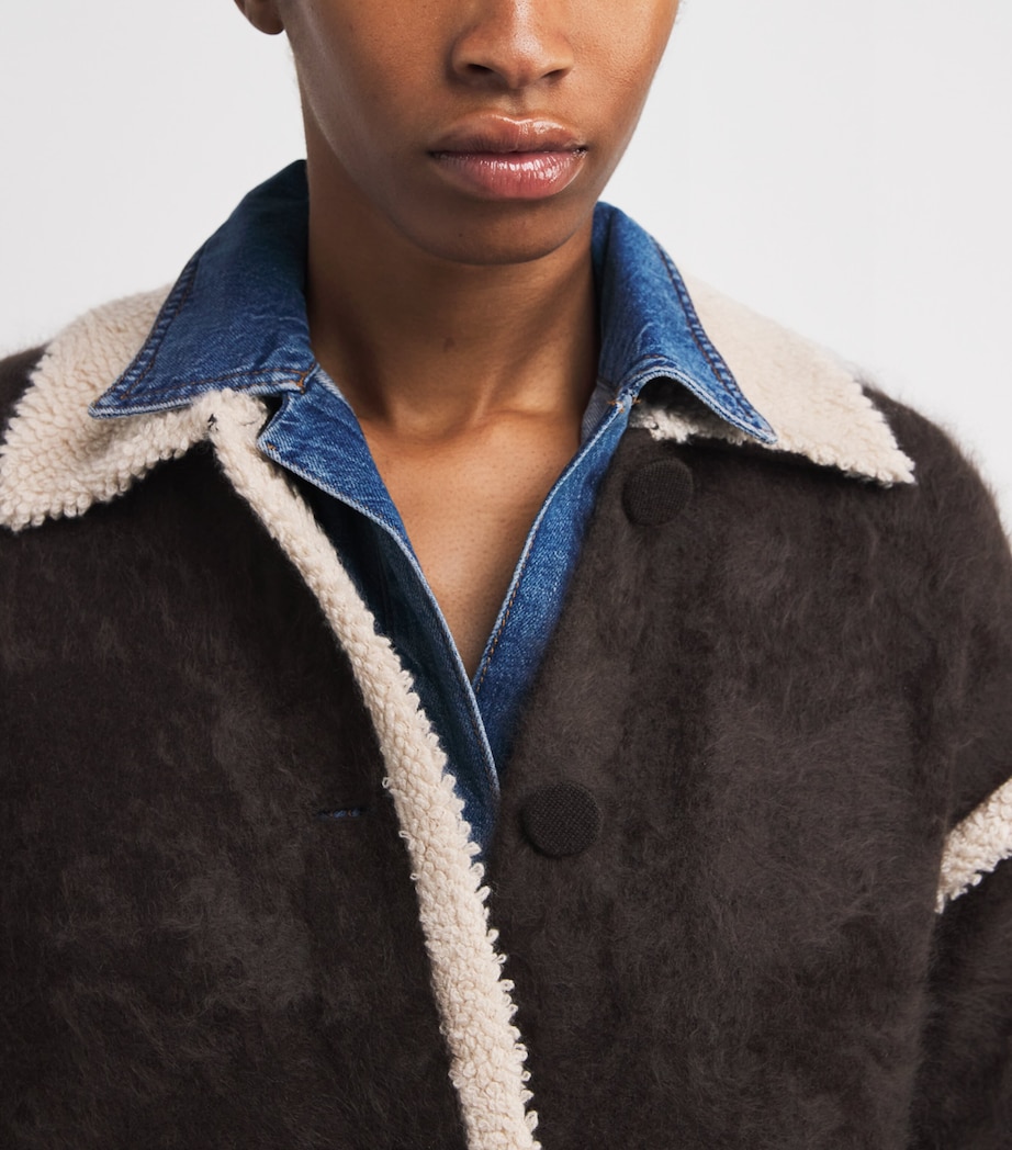 Cashmere Bouclé-Trim Grizzly Jacket BURNT COCOA/OATMEAL Image 6