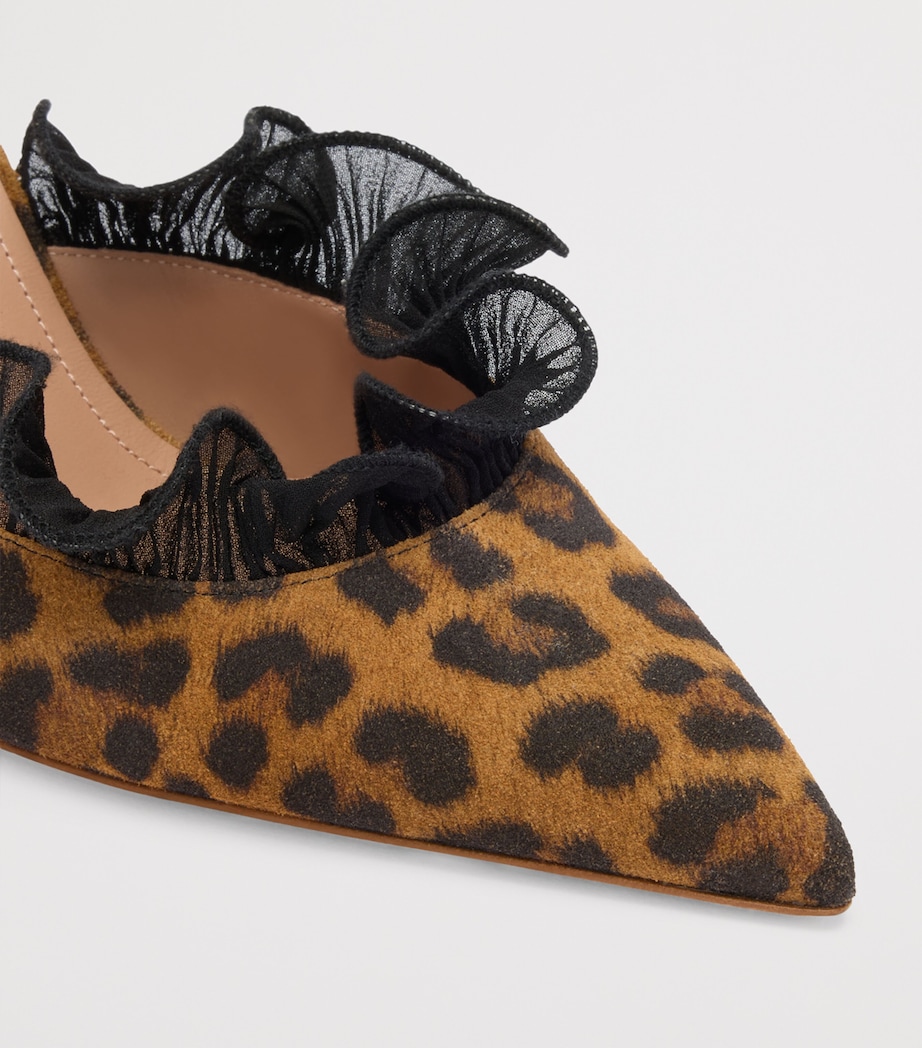 Malone Souliers Suede Leopard Print Cecile Heeled Mules 70 Brown Image 5