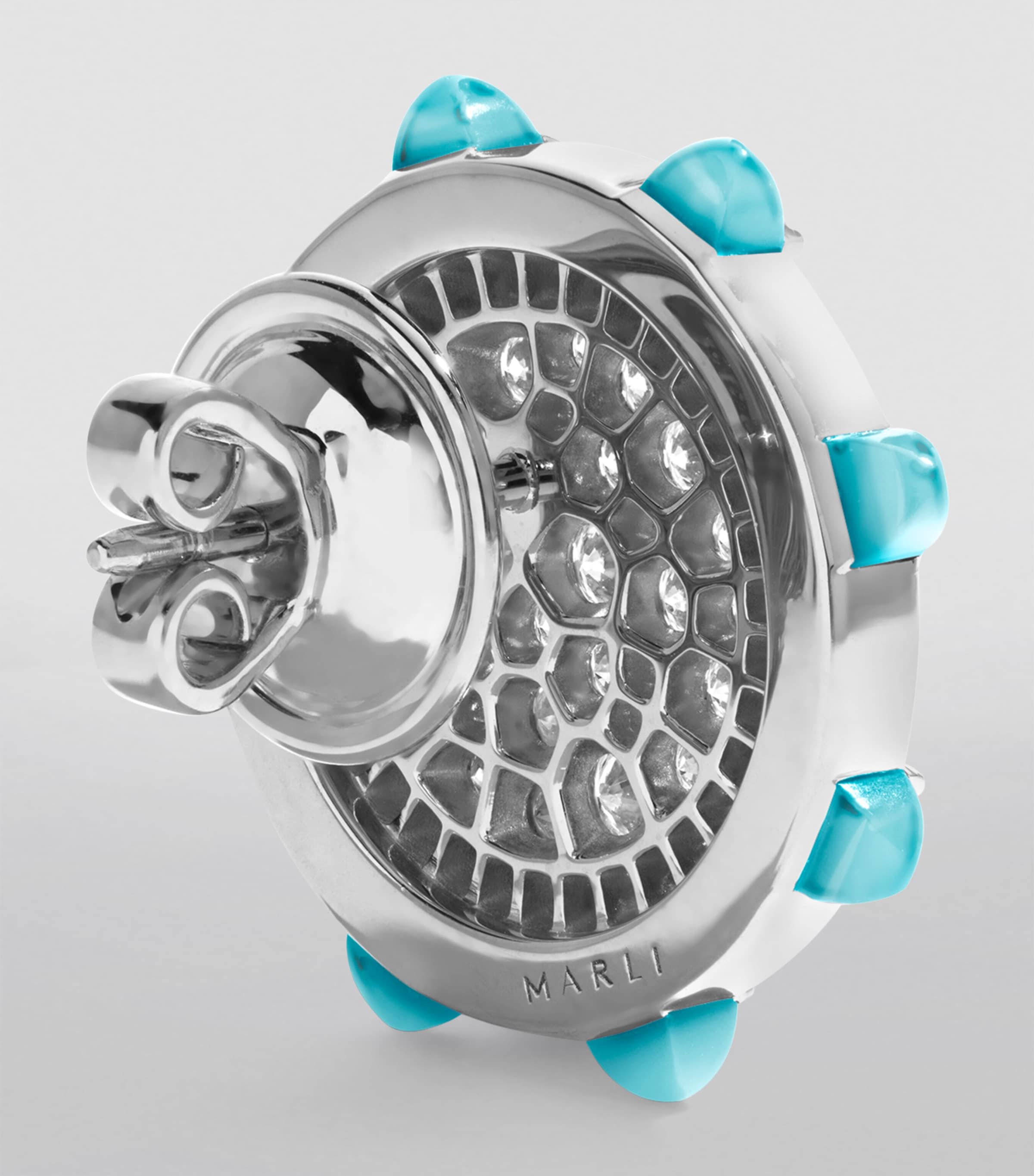 White Gold, Diamond and Sea Blue Chalcedony Tip-Top Statement Earrings WHITE GOLD Image 3