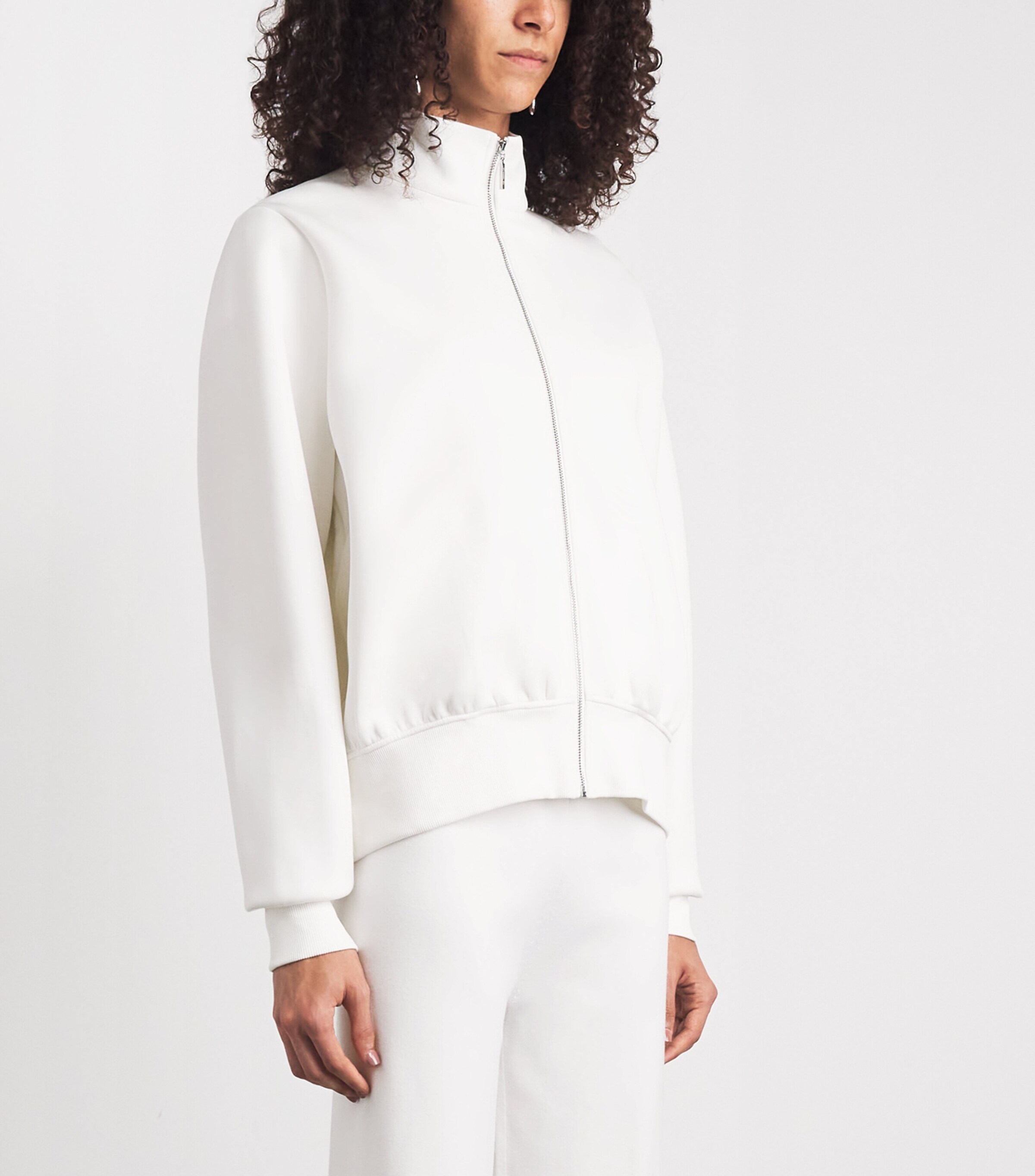 MM Womens Cotton-Silk-Blend Zip-Up Sweatshirt White Image 4