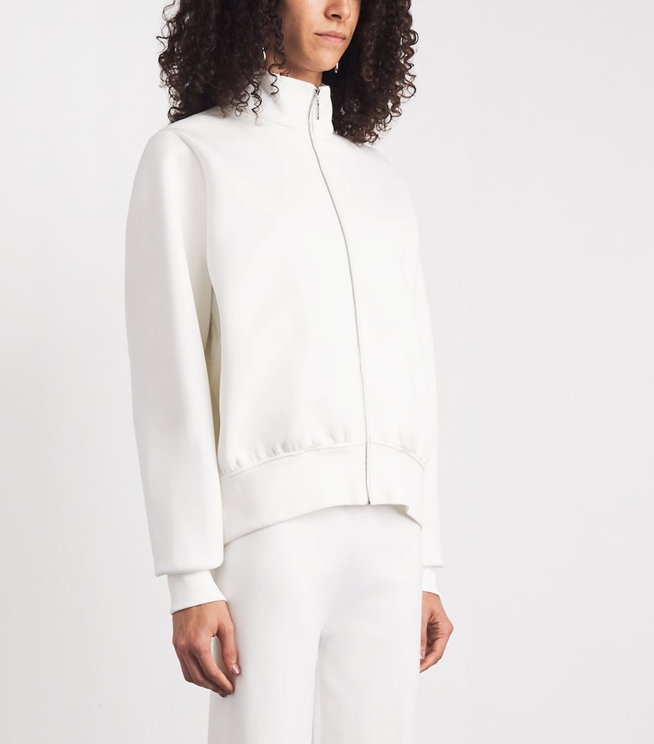 MM Womens Cotton-Silk-Blend Zip-Up Sweatshirt White Image 4