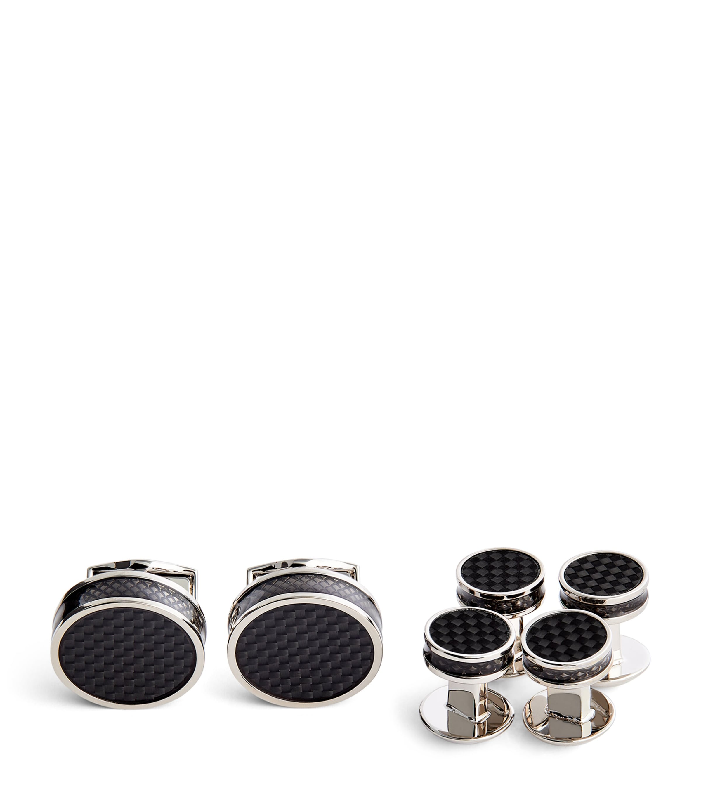 Tateossian Disc Cufflink Set Black Image 1