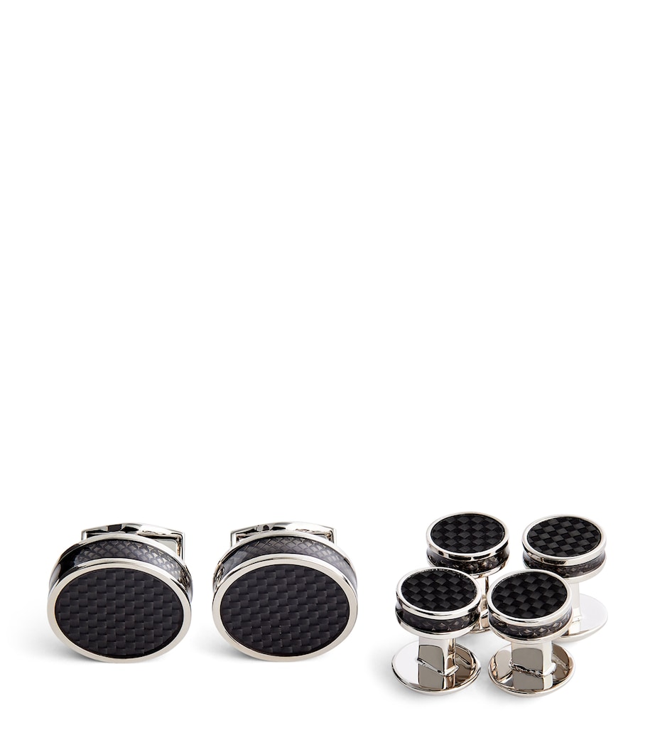 Tateossian Disc Cufflink Set Black Image 1