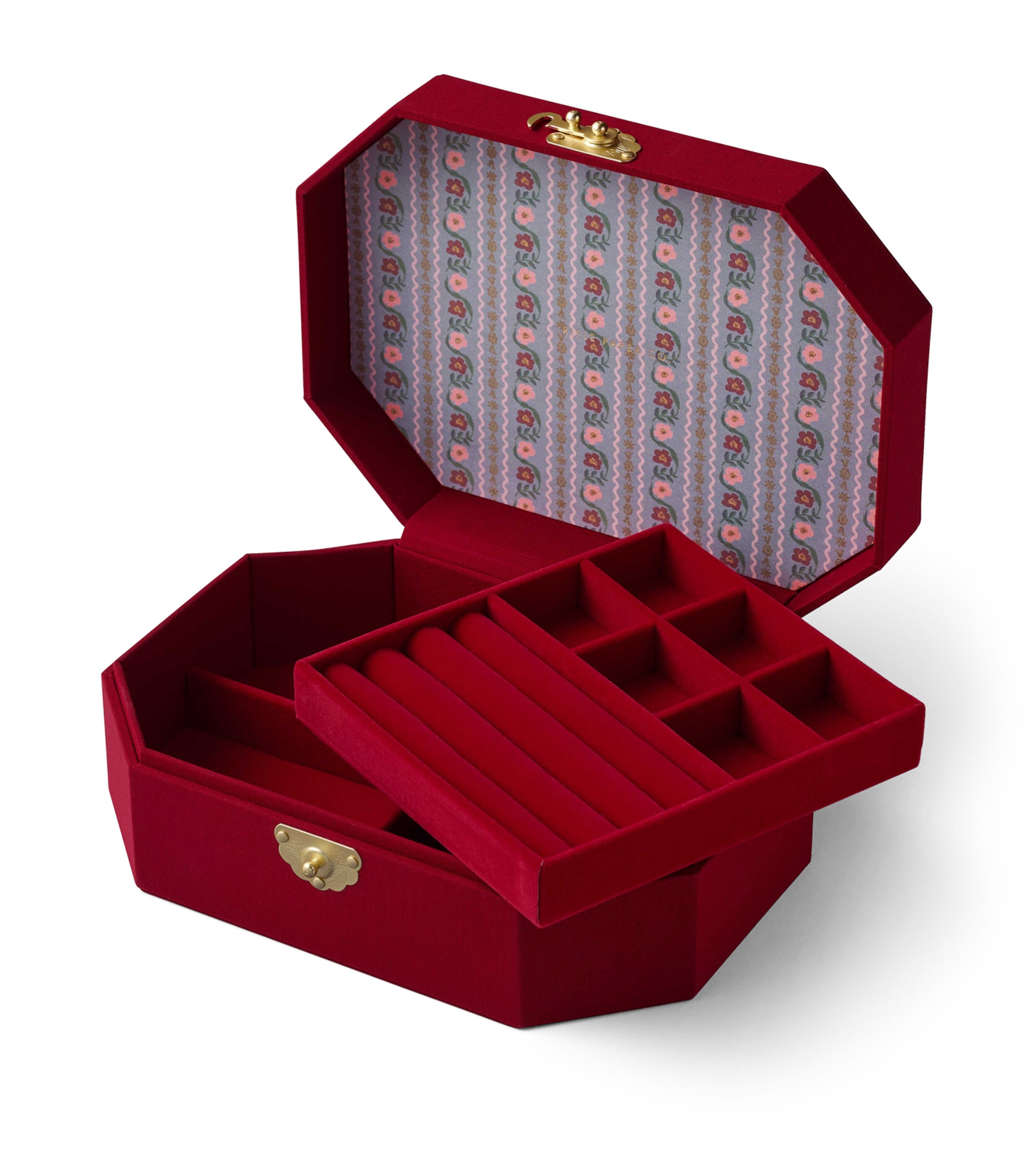 Embroidered Gemma Jewellery Box RED Image 3