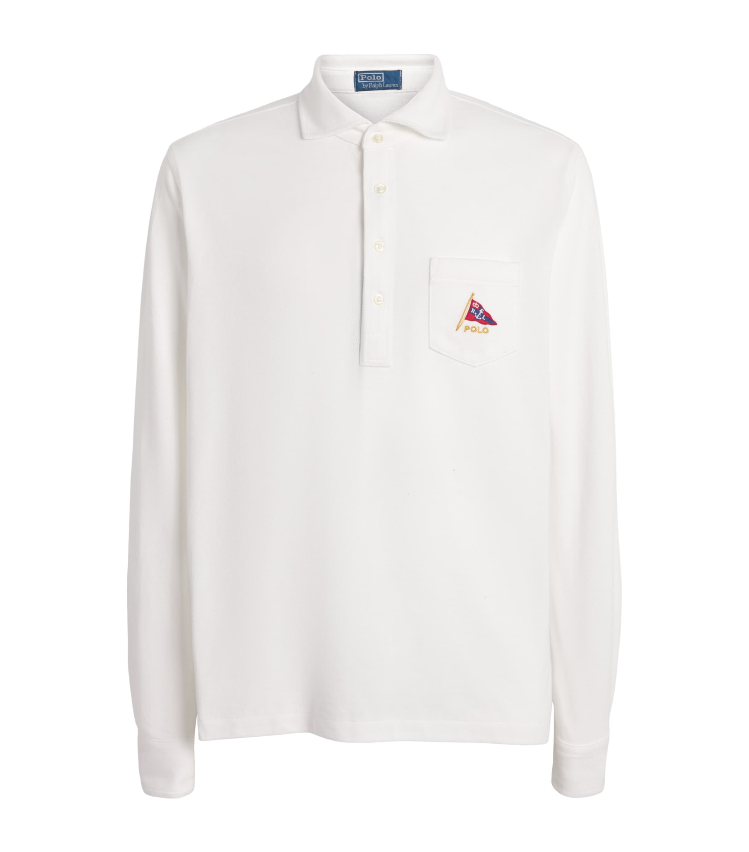 Polo Ralph Lauren Mens Cotton Mesh Long-Sleeve Polo Shirt White Image 1