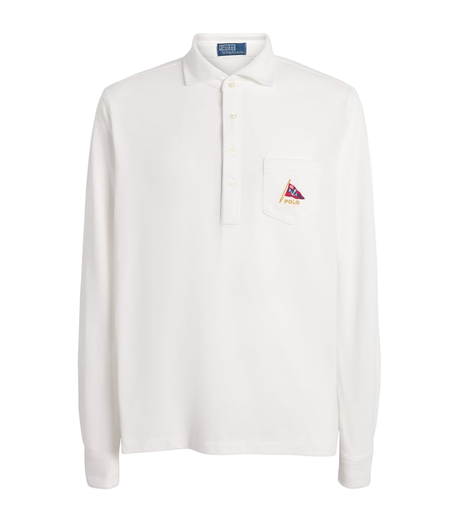 Polo Ralph Lauren Mens Cotton Mesh Long-Sleeve Polo Shirt White Image 1