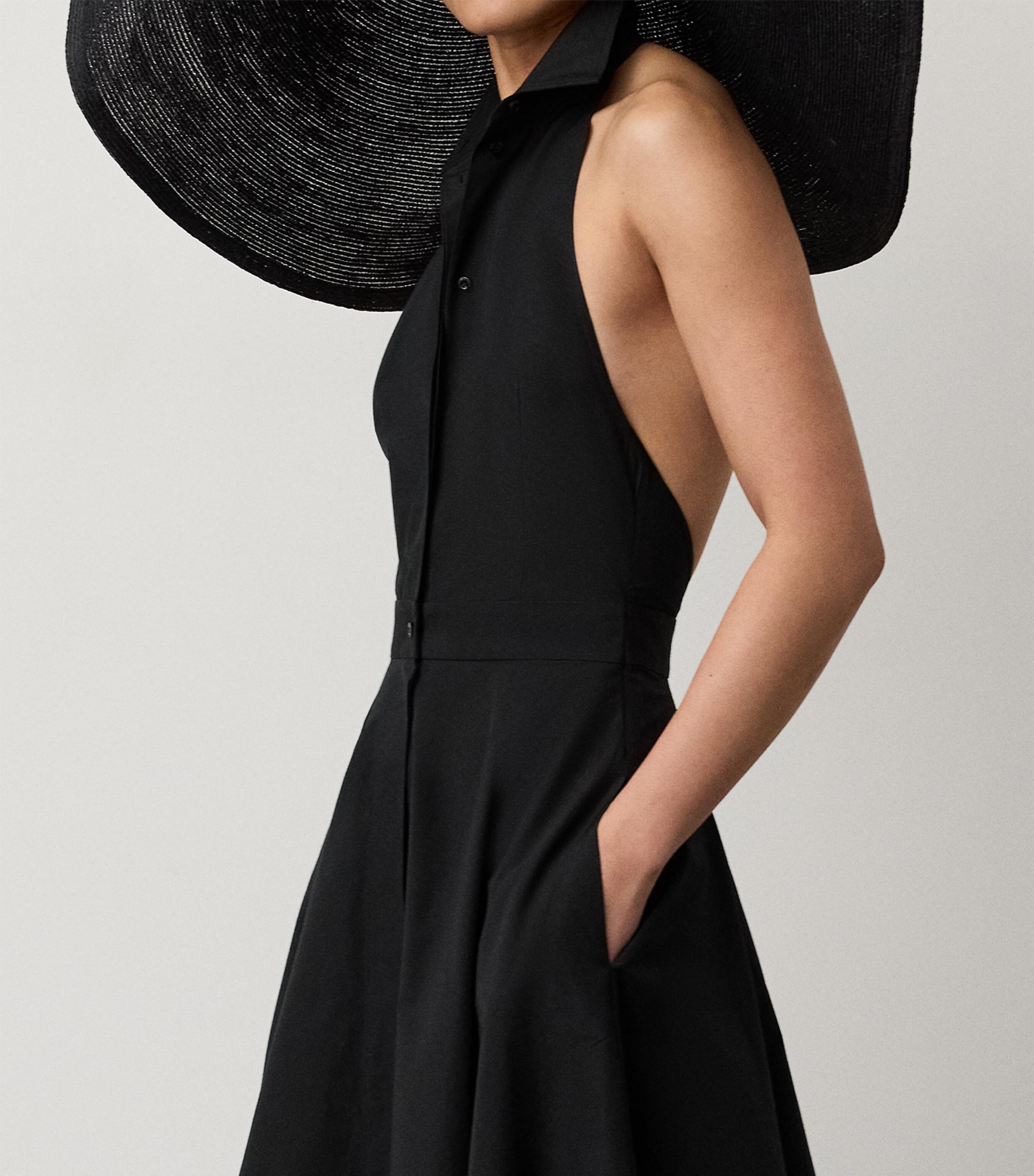 Ralph Lauren Collection Womens Cotton-Blend Poplin Eldred Maxi Dress Black Image 5