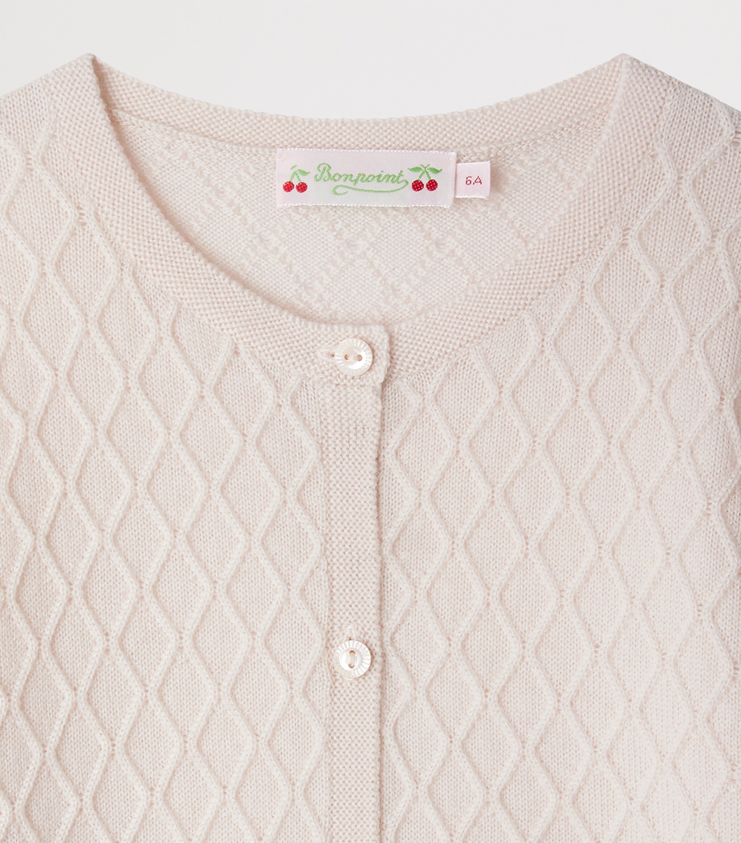 Wool Diamond-Knit Garancie Cardigan (4-8 Years) ROSE PETALE Image 3