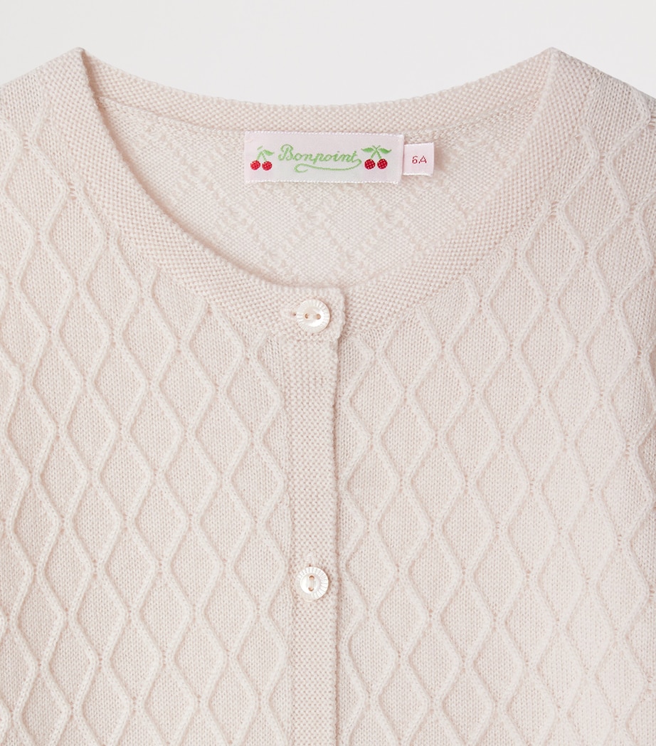 Wool Diamond-Knit Garancie Cardigan (4-8 Years) ROSE PETALE Image 3