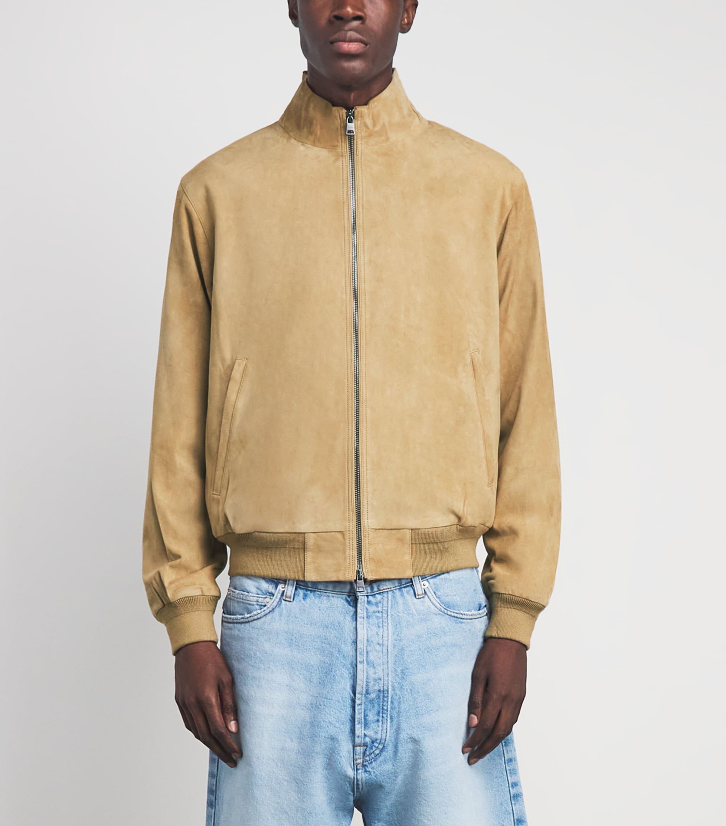 Polo Ralph Lauren Mens Goat Suede Charleton Bomber Jacket Cafe Tan Suede Image 4