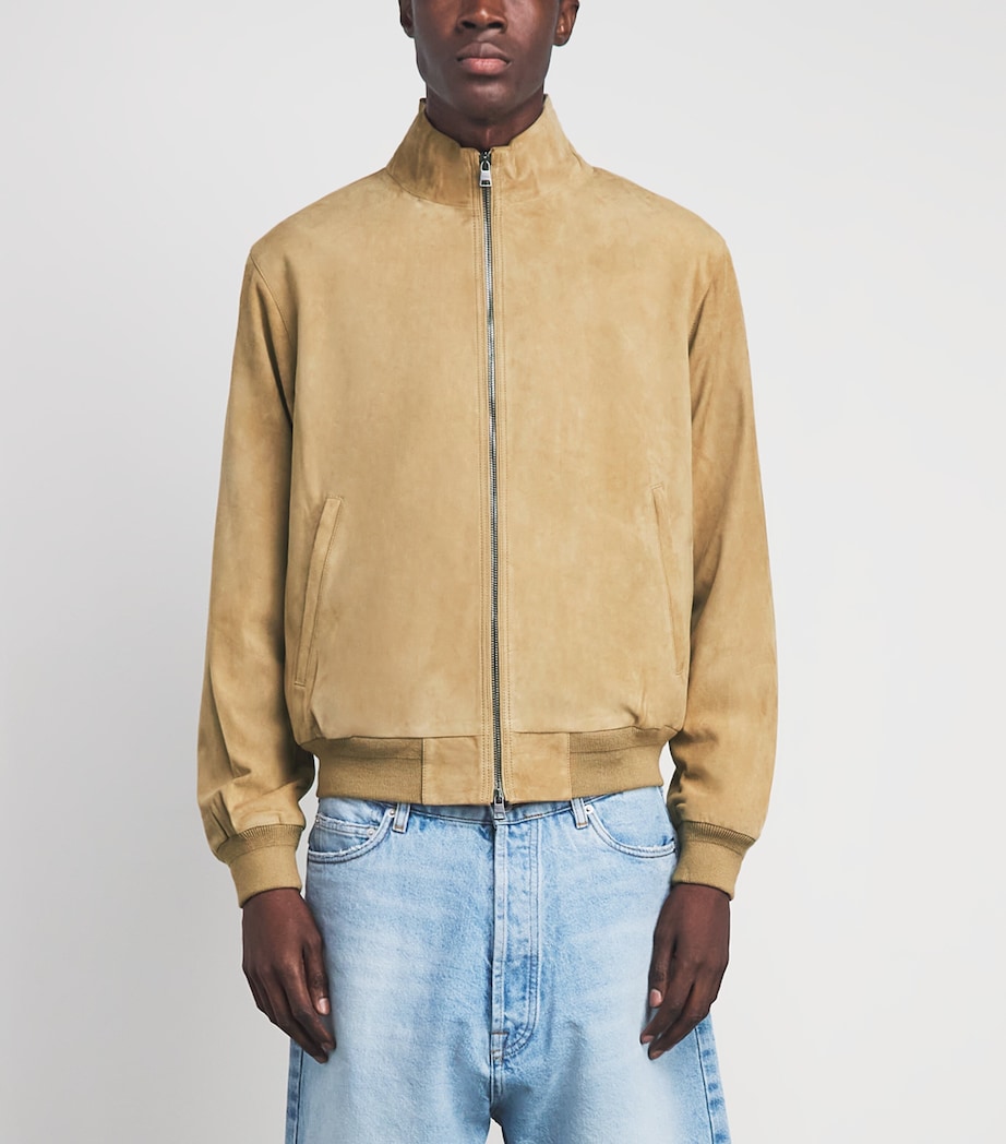 Polo Ralph Lauren Mens Goat Suede Charleton Bomber Jacket Cafe Tan Suede Image 4
