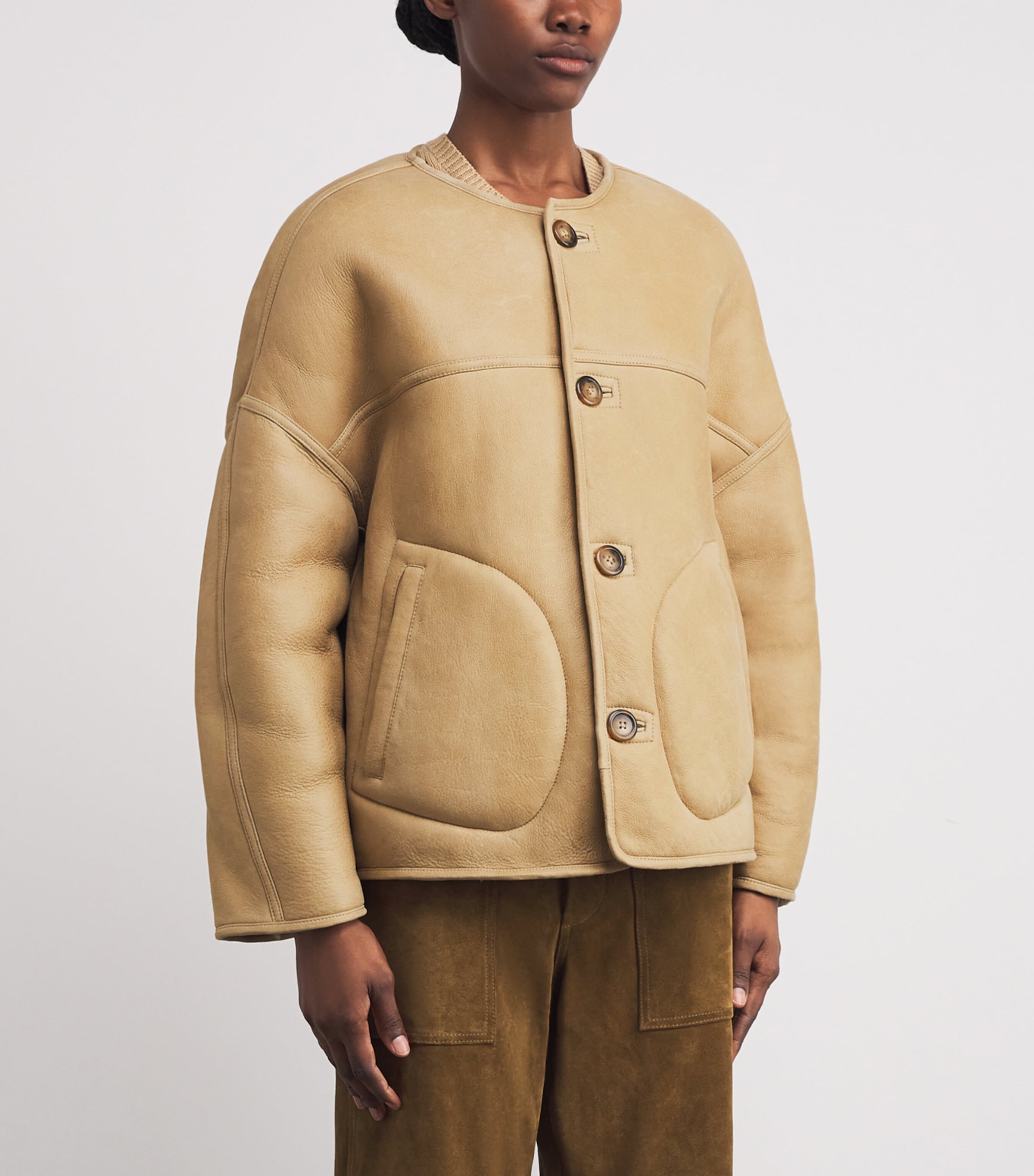 Shearling Reversible Jacket TAUPE/CREAM Image 3