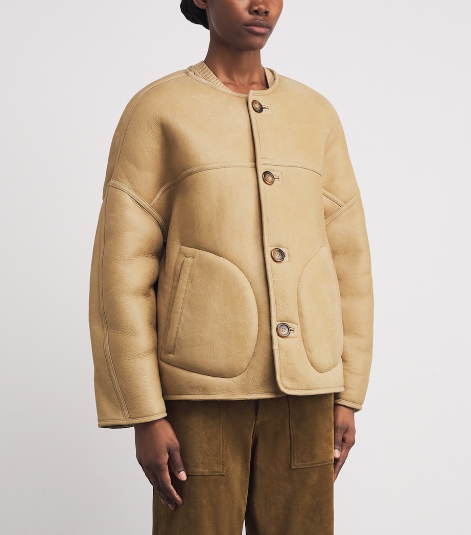 Shearling Reversible Jacket TAUPE/CREAM Image 3