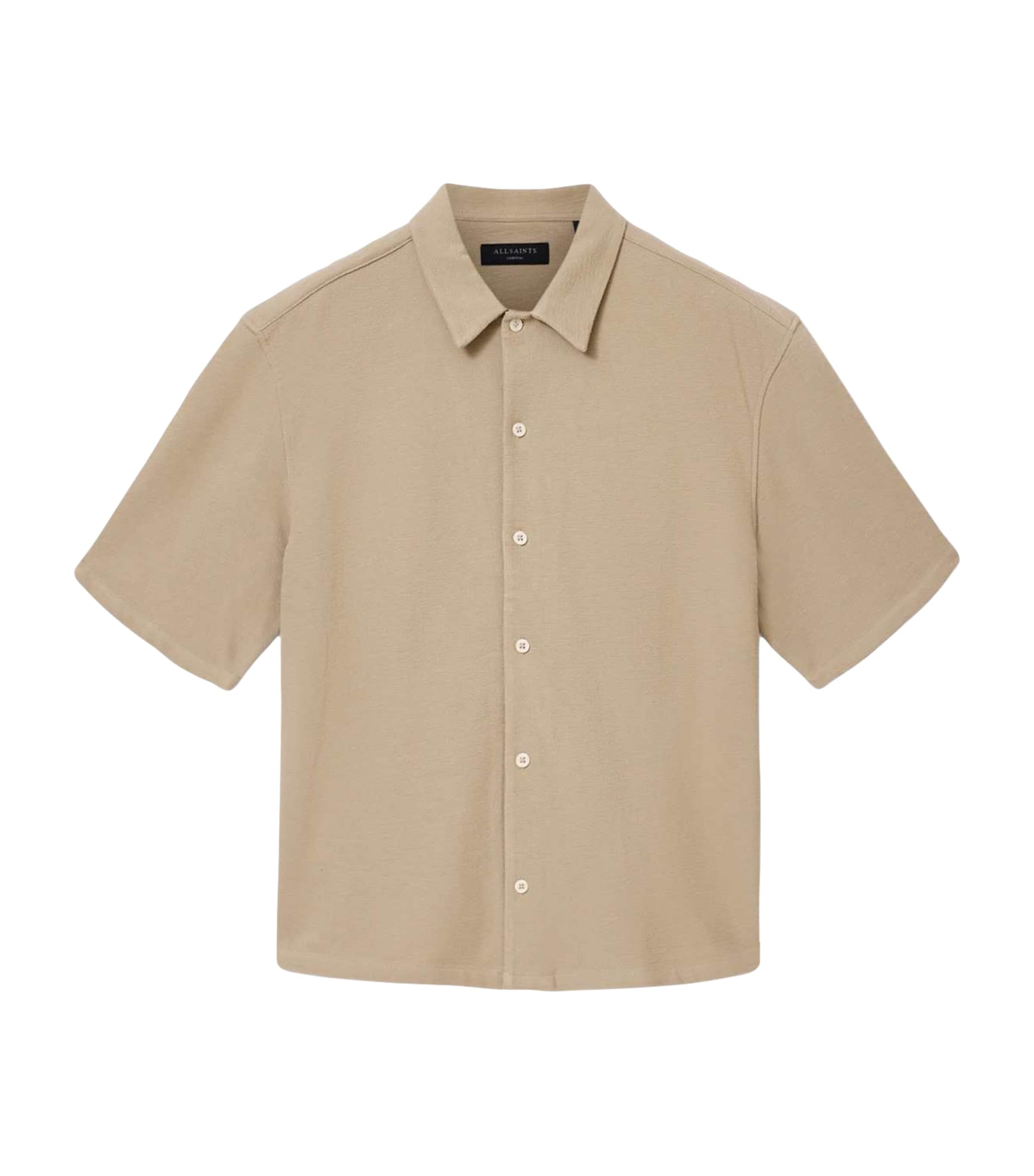 AllSaints Mens Organic Cotton Stalone Shirt Dune Brown Image 1