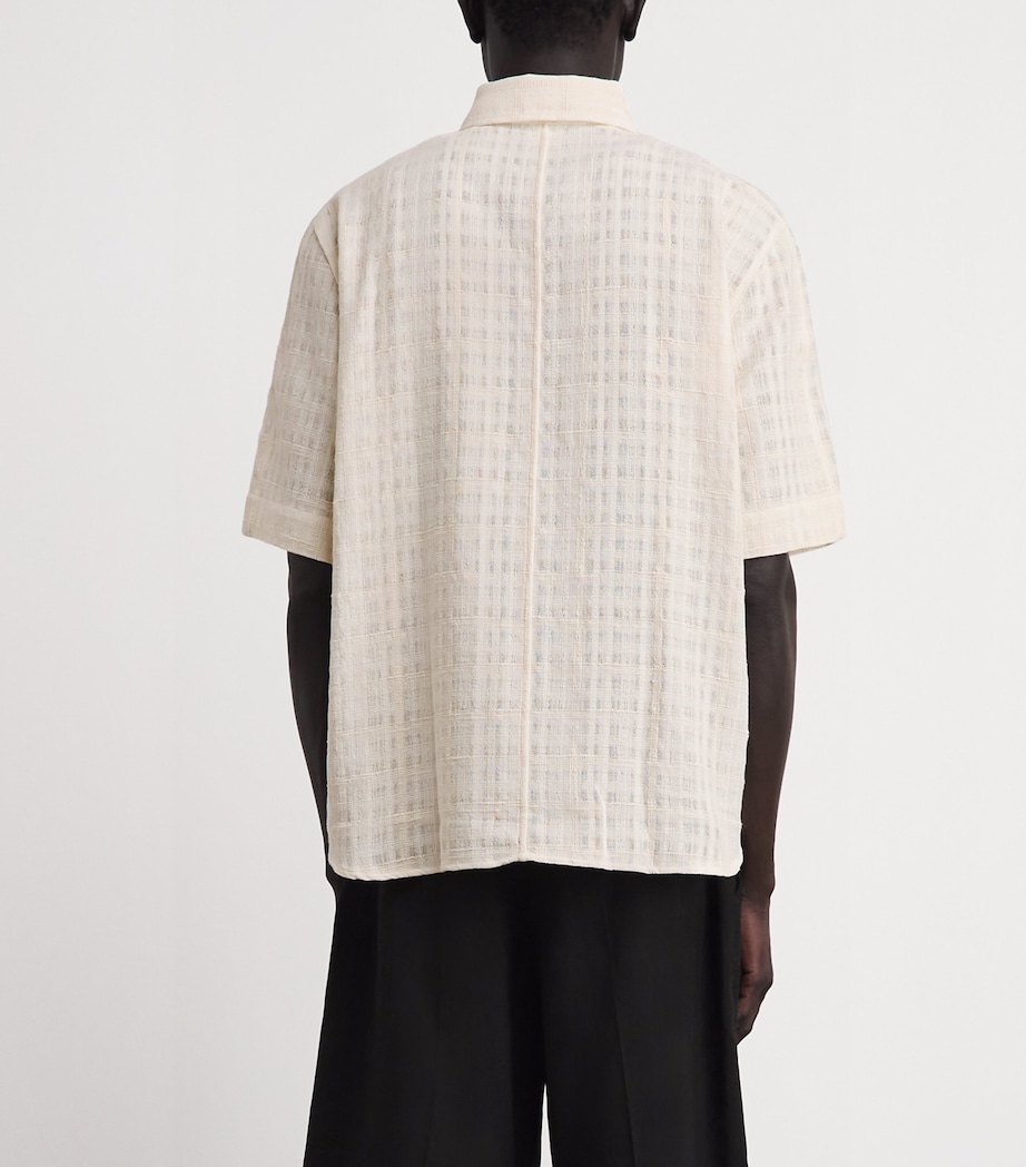 Won Hundred Mens Cotton-Blend Check Short-Sleeve Shirt Cannoli Cream Image 5