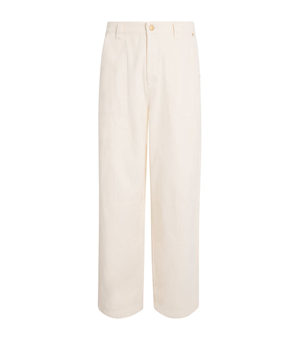 about:blank Cotton Wide-Leg Carpenter Trousers Oat