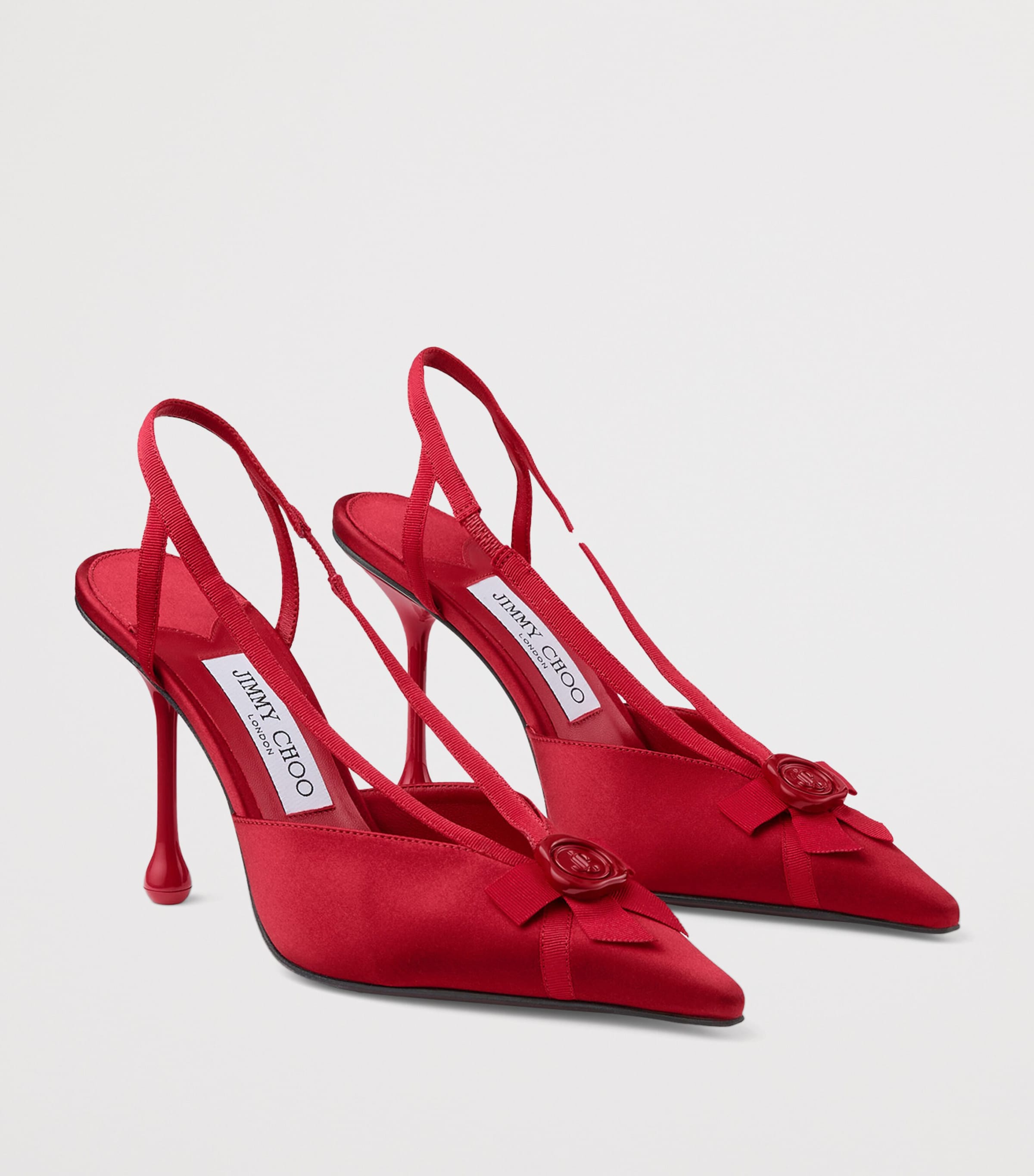 Jimmy Choo Faya 95 Satin Slingback Pumps Ruby Red/ruby Red Image 3