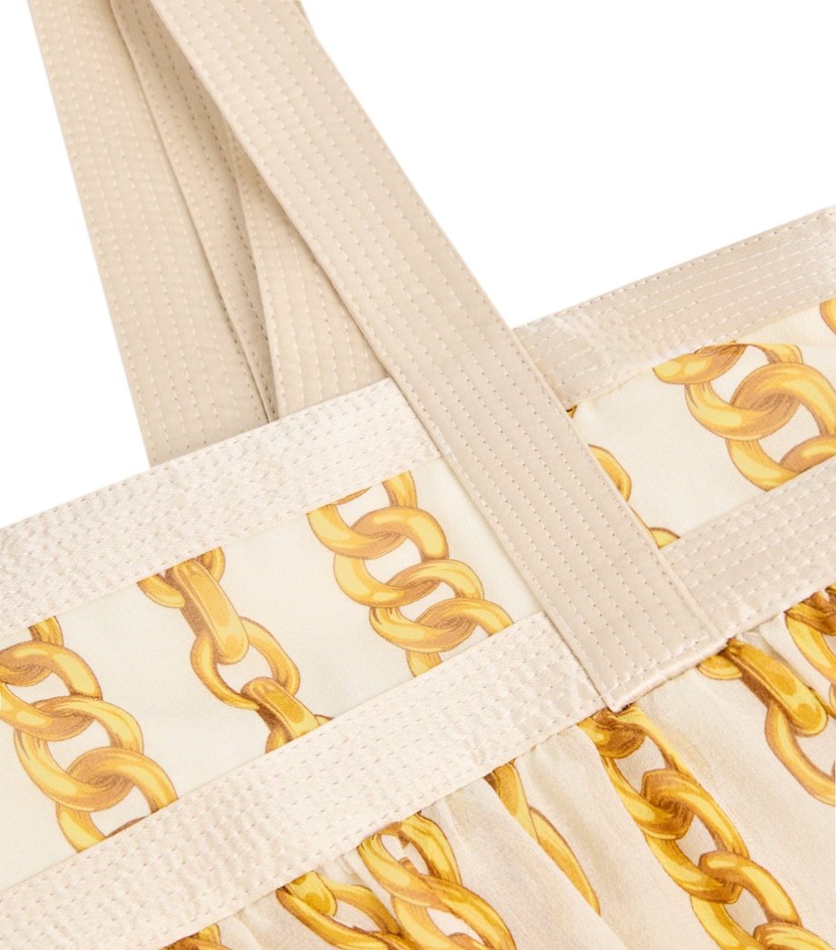 Silk Chain Stripes Dress (6-14 Years) 5E490-BONE+GOLD Image 2