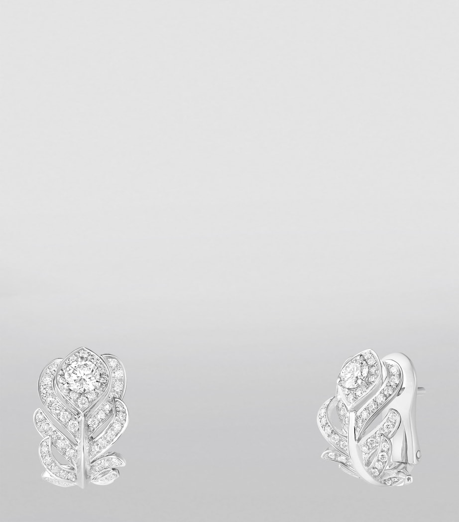 White Gold and Diamond Plume de Paon Clip-On Earrings WHITE GOLD Image 2